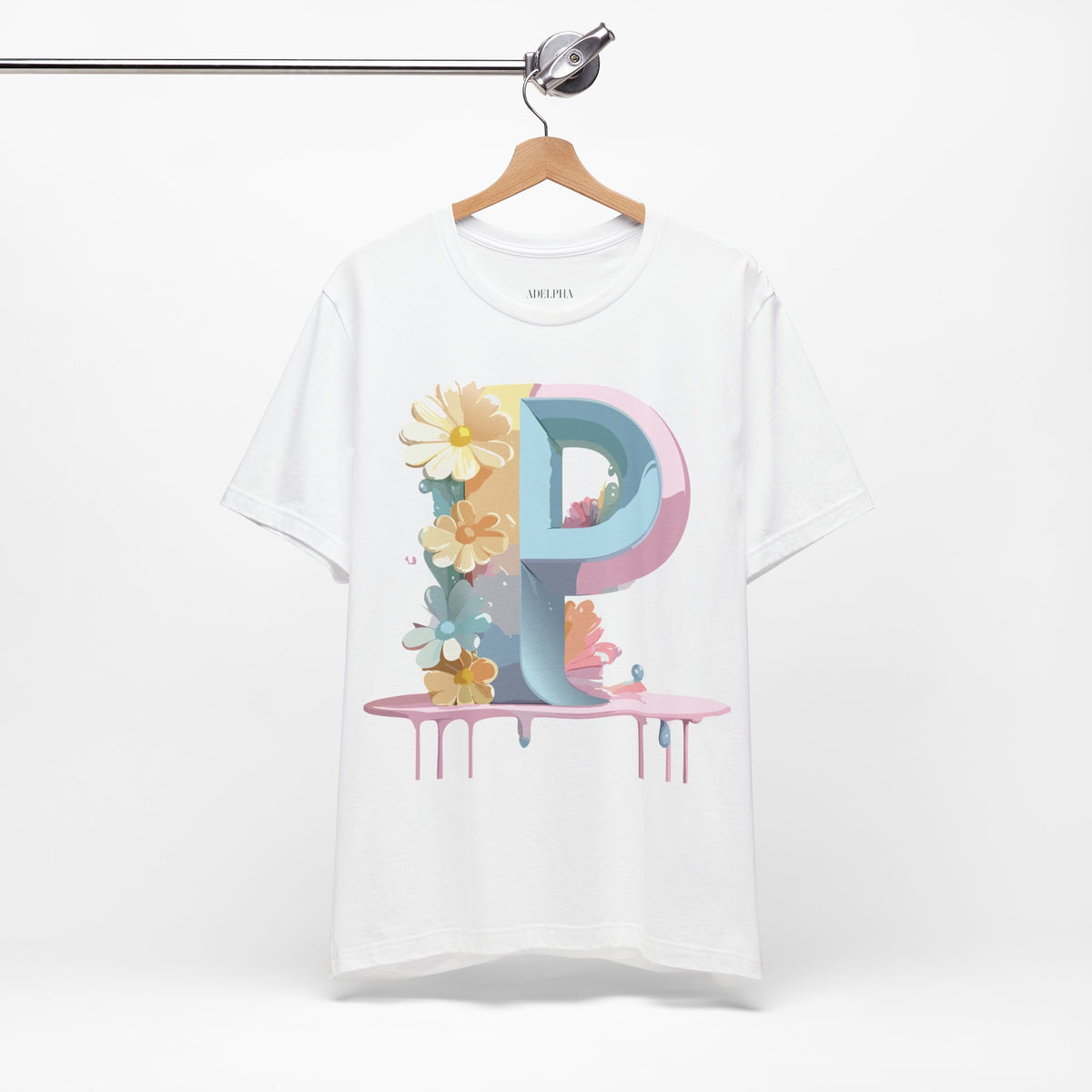 Letter P Graphic Unisex Cotton Bella+Canvas Tee with Art Letter Design