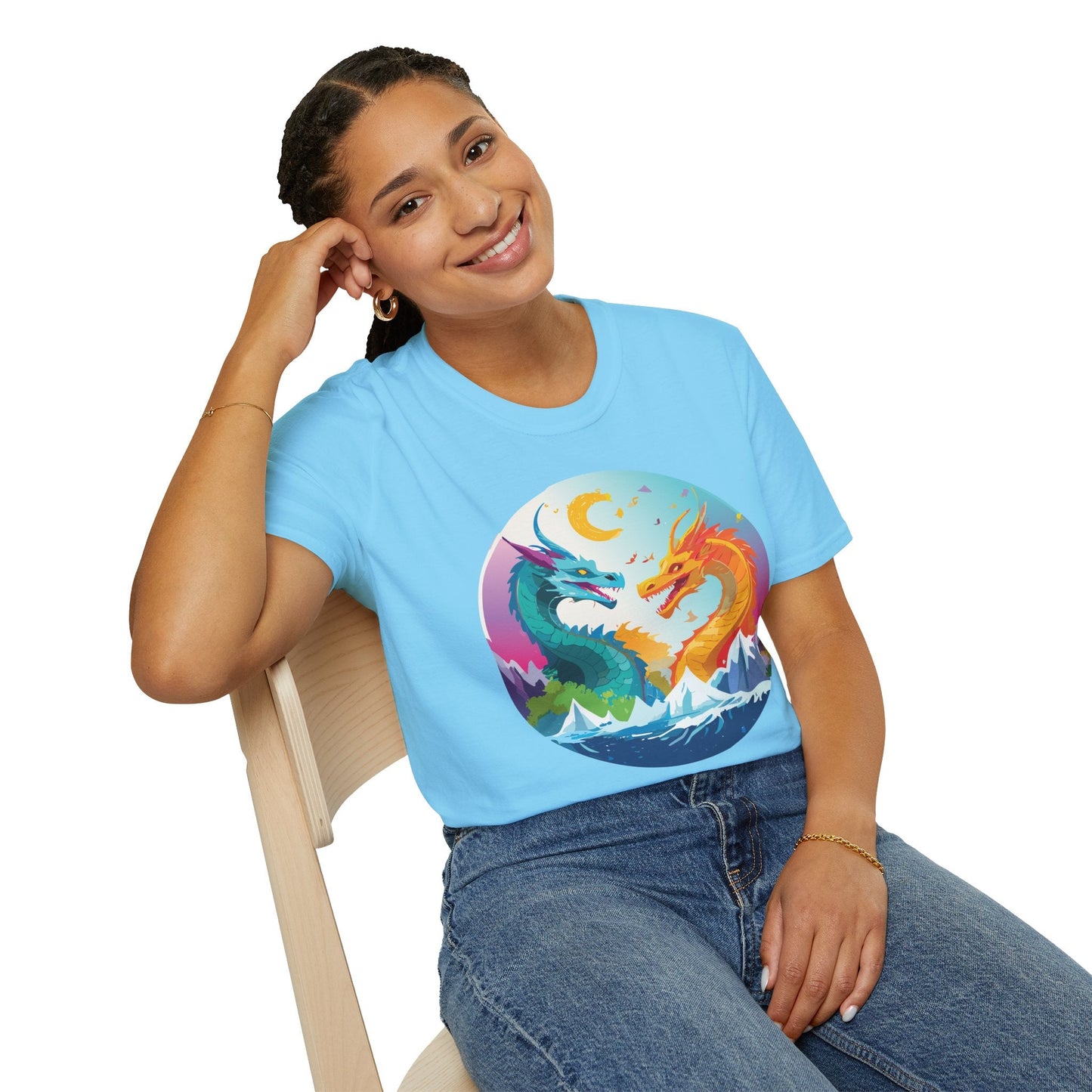 Dragon Graphic Unisex Cotton Softstyle Art Design Tee With Animals 29