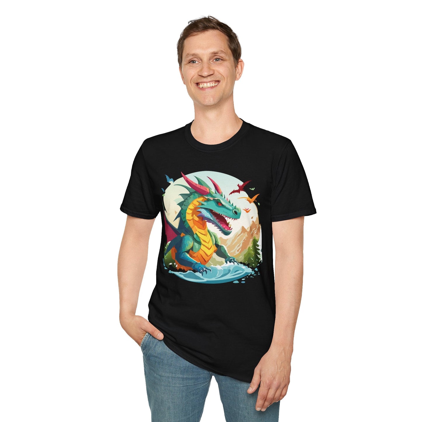 Dragon T Shirt Unisex Animal Tee Softstyle 64000 Premium 100 Percent Ring Spun Cotton