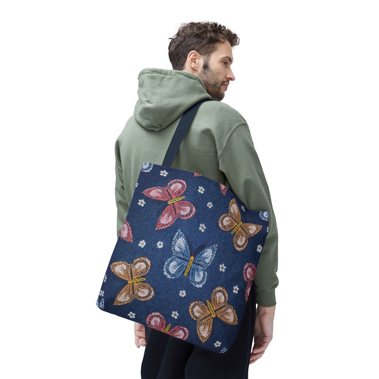 Denim Fabric Imitation Print Unisex Canvas Bag Poly Spun 3 Sizes Tote Bag 171