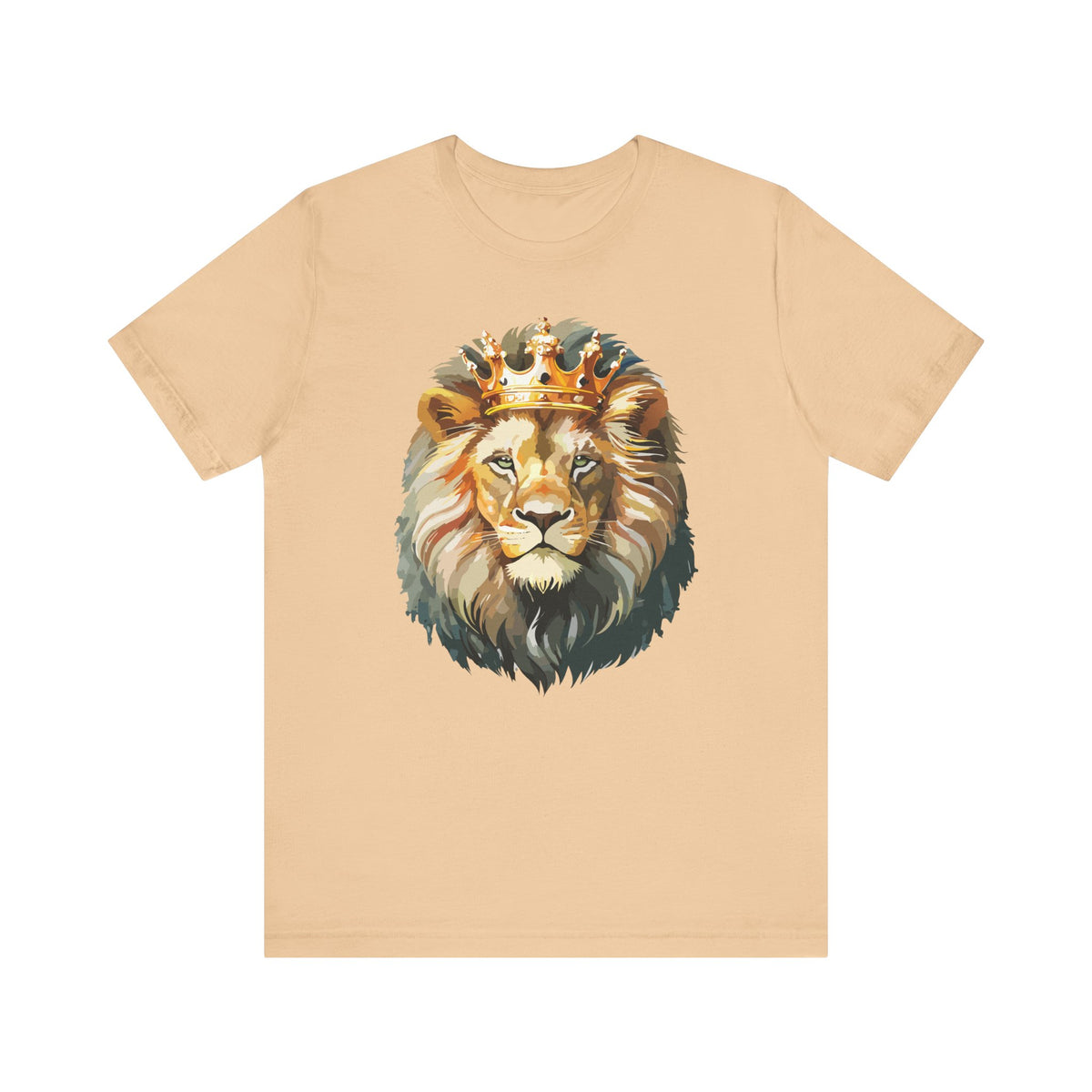 Lion with Crown Tee Unisex Cotton T-Shirt Regal King Lion Illustration, Wildlife Graphic Shirt - 1