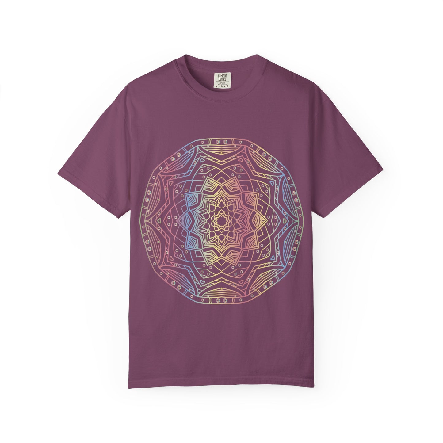 Unisex Garment Dyed Cotton T-Shirt with Mandala Graphic Design