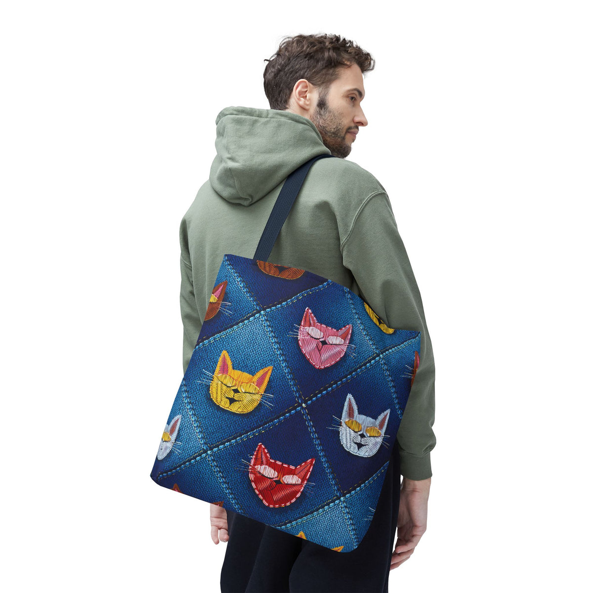 Love Day Graphic Design Denim Fabric Imitation Print Unisex Canvas Bag POLY 3 Sizes Tote Bag 201-21