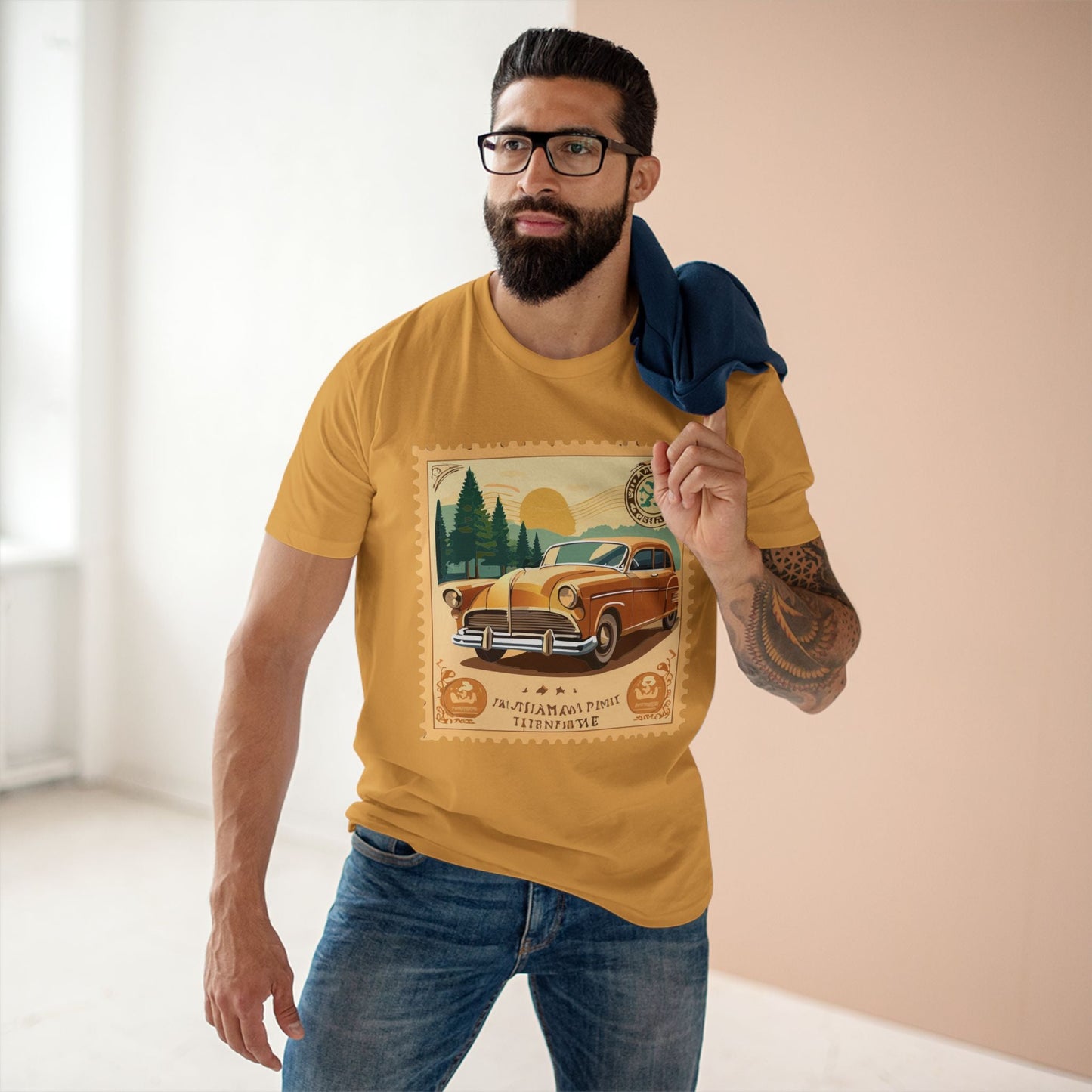 Retro2Nova Postage Stamp Shirt Unisex Premium Cotton Tee With Original Art Design