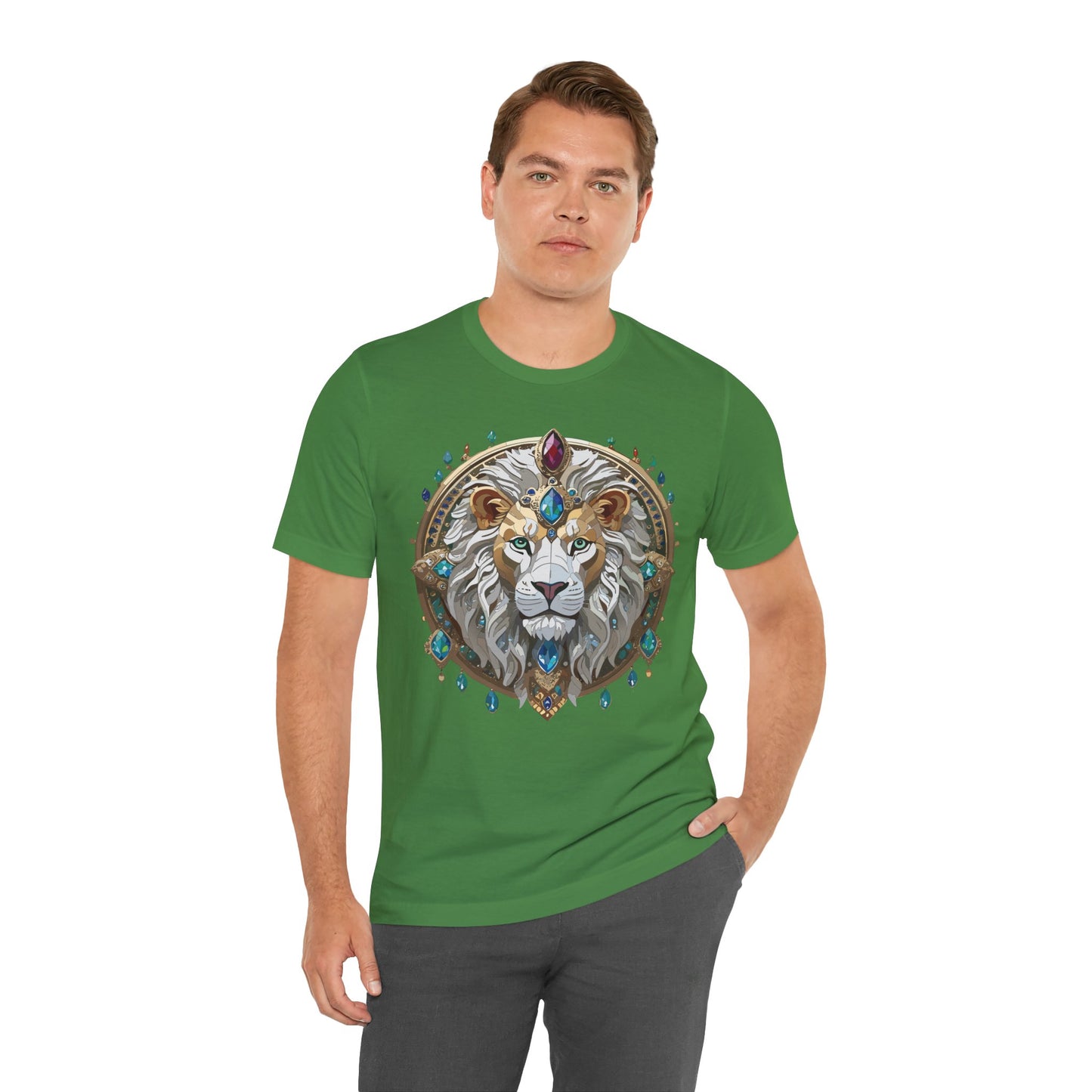 Unisex Lion Graphic Tee, Animal Shirt, Tee Shirt with Lion, Medallion T-Shirt, Animal Medallion Tees