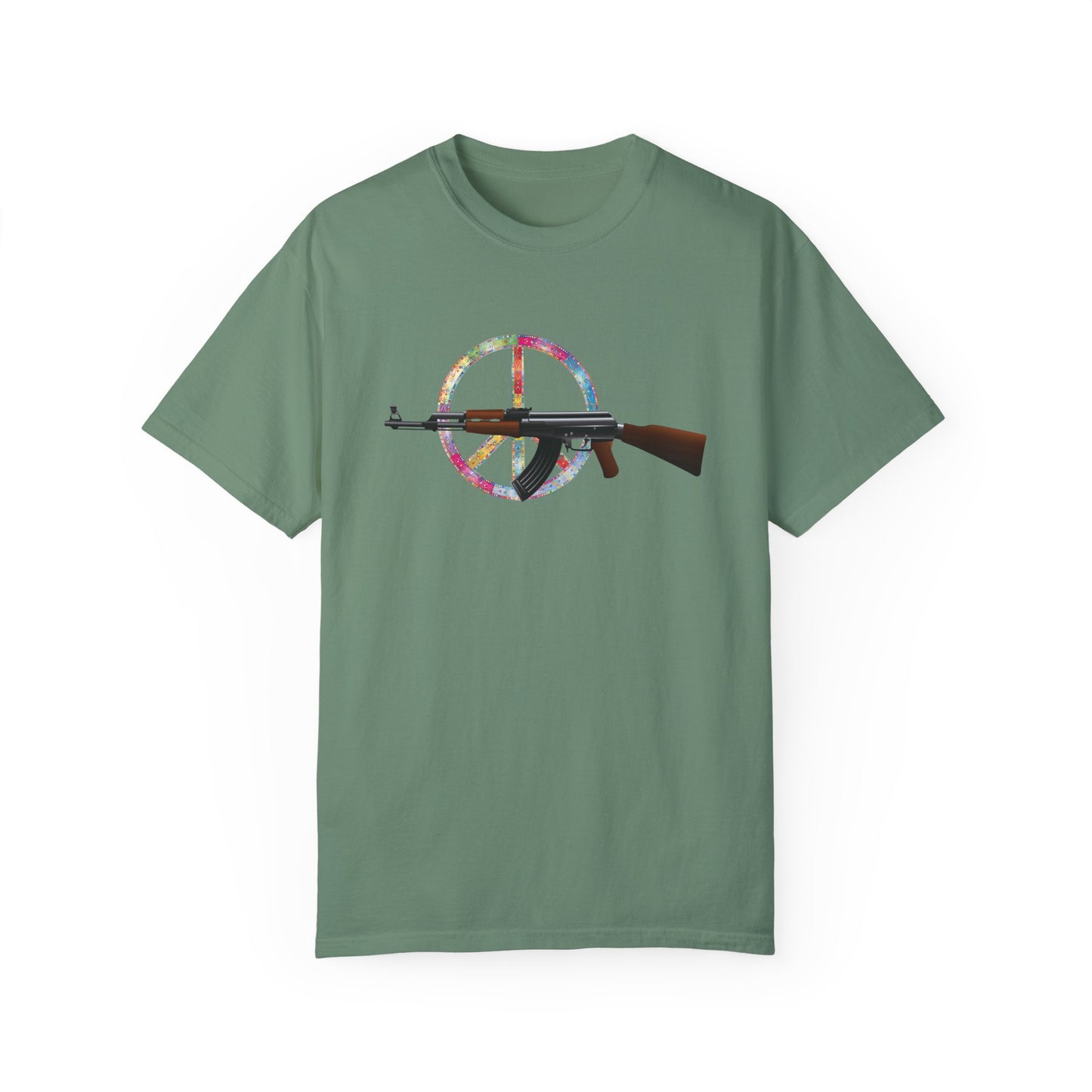 Unisex T-shirt with GUNS AND FLOWERS print