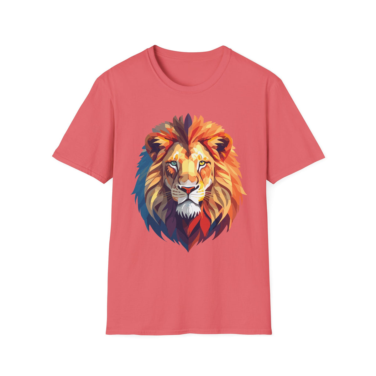 Colorful Lion Head T-Shirt | Vibrant Animal Portrait, Wildlife Tee