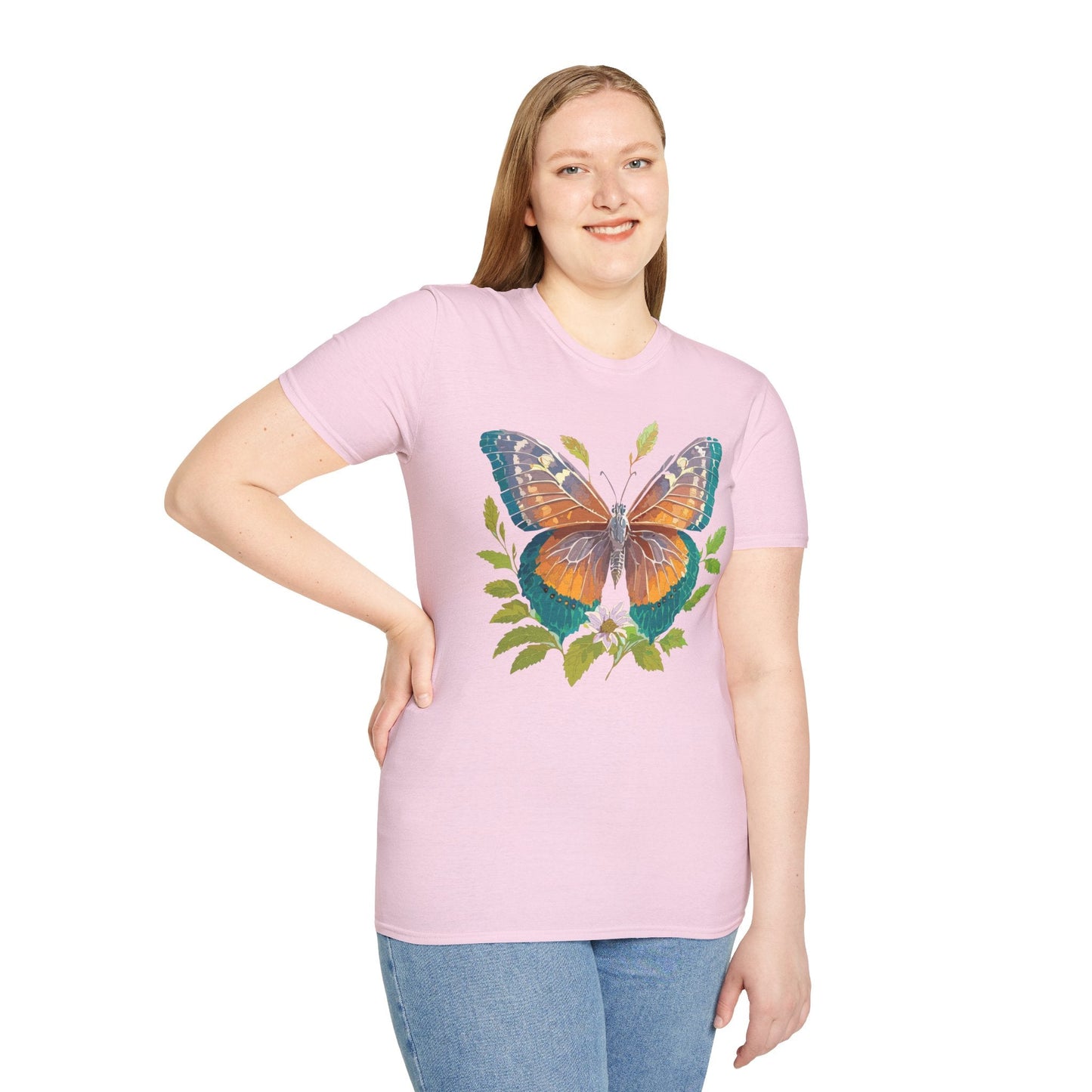 Unisex Butterfly Shirt With Monarch Design Cotton Tee Gildan 64000 Softstyle Comfort