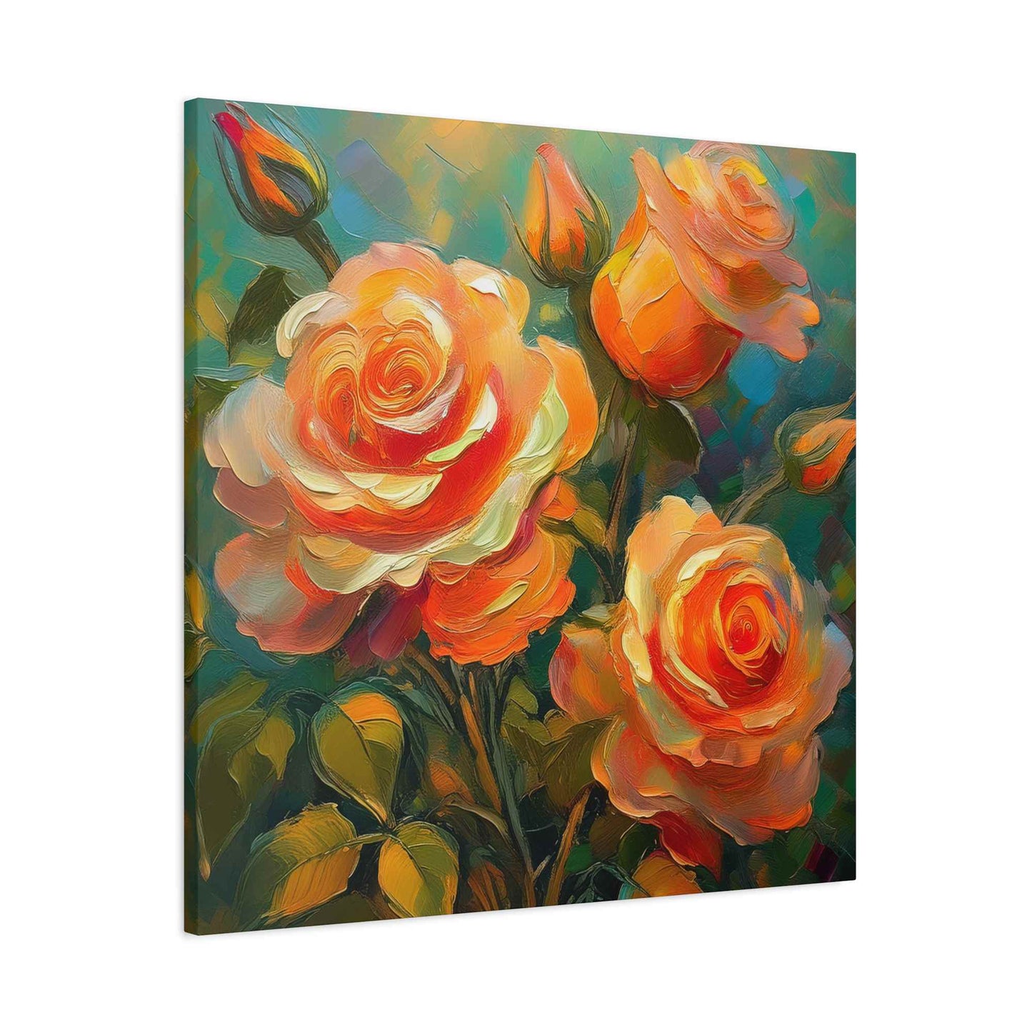 Orange Roses Print Canvas, Roses Oil Paint Print 20x20, 24x24, 30x30, 32x32, 36x36, Floral Art Design Print Non-Frame MC-16