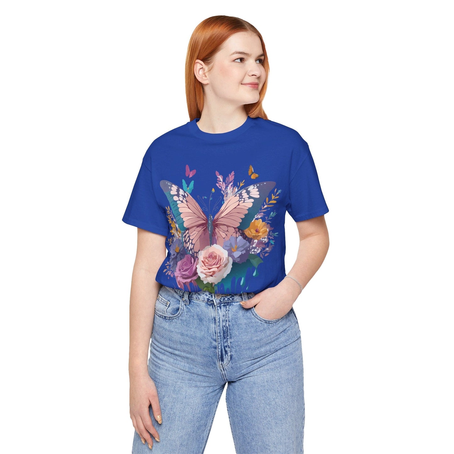 Butterfly Graphic Unisex 100 Cotton Lightweight Vintage Floral Design Jersey Tee 43