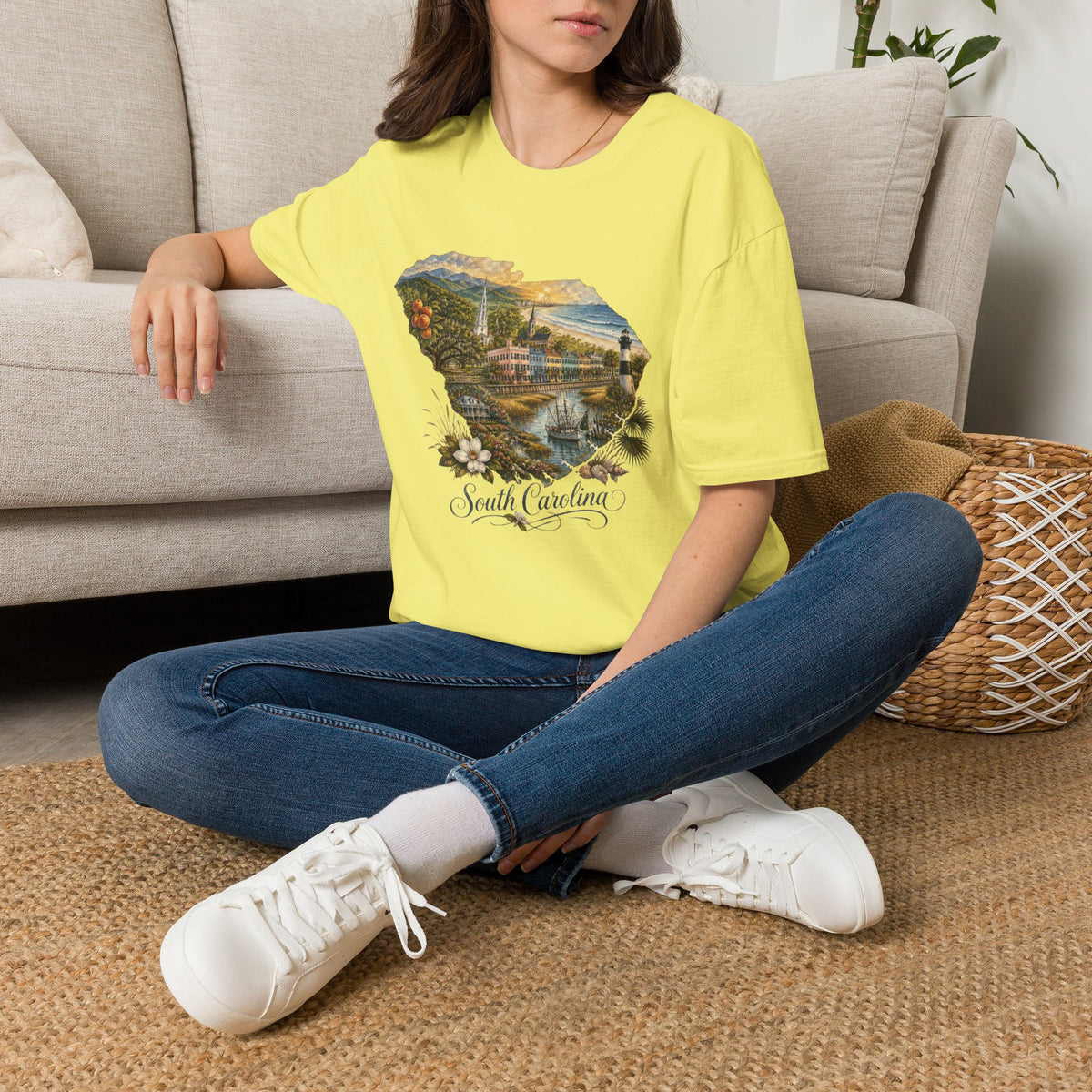 South Carolina State Travel Tourist Graphic Design Unisex 100 Cotton Gildan T-Shirt