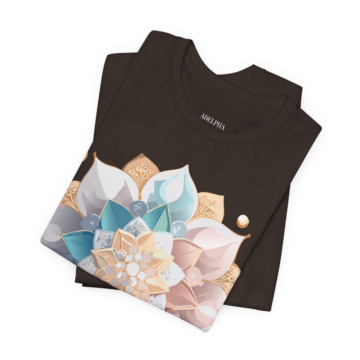 Mandala Graphic Unisex Cotton Bella+Canvas Tee with Floral Art Design d23