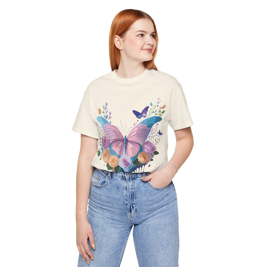 Butterfly Graphic Unisex 100 Cotton Lightweight Vintage Floral Design Jersey Tee 38