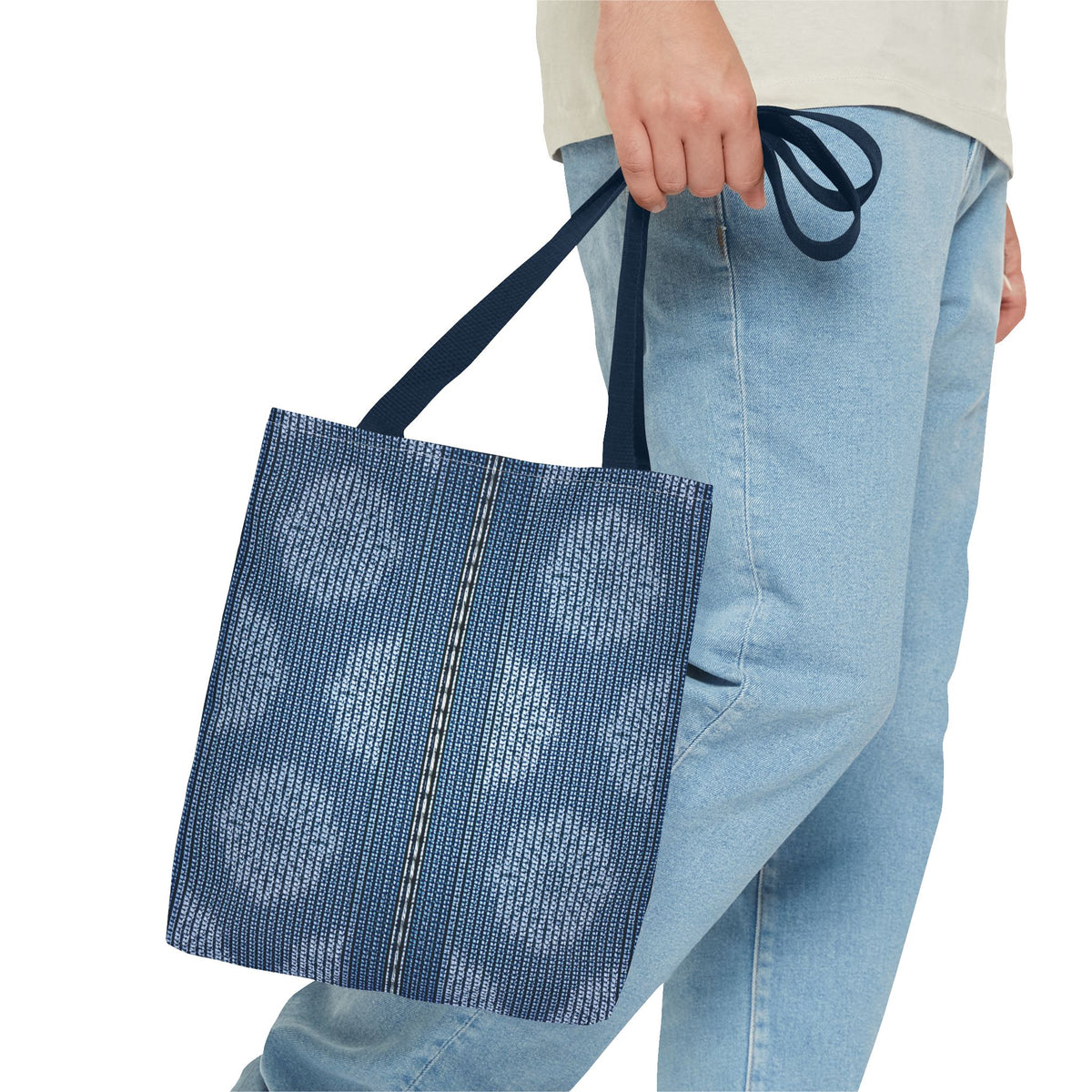Denim Fabric Imitation Print Unisex Canvas Bag Poly Spun 3 Sizes Tote Bag 109