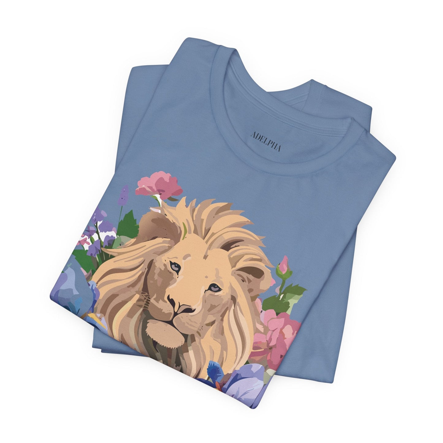Adelpha Lion Shirt Unisex Graphic Tee Short Sleeve Vintage Style Lion Design Artwork
