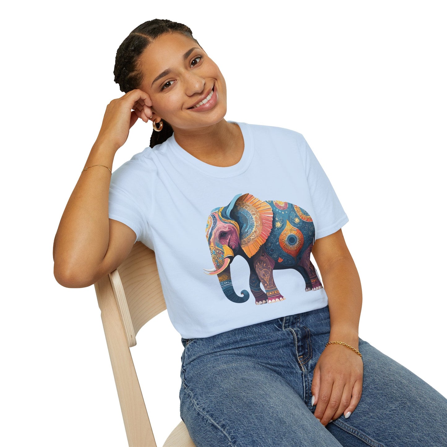 Elephant T Shirt Unisex Gildan Softstyle 64000 Tee With Animal Elephant Graphic Artwork