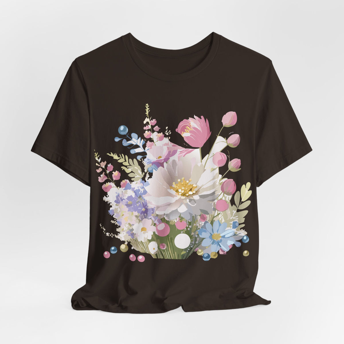 Floral Graphic Unisex Cotton Bella+Canvas Tee with Flowers Art Design n121