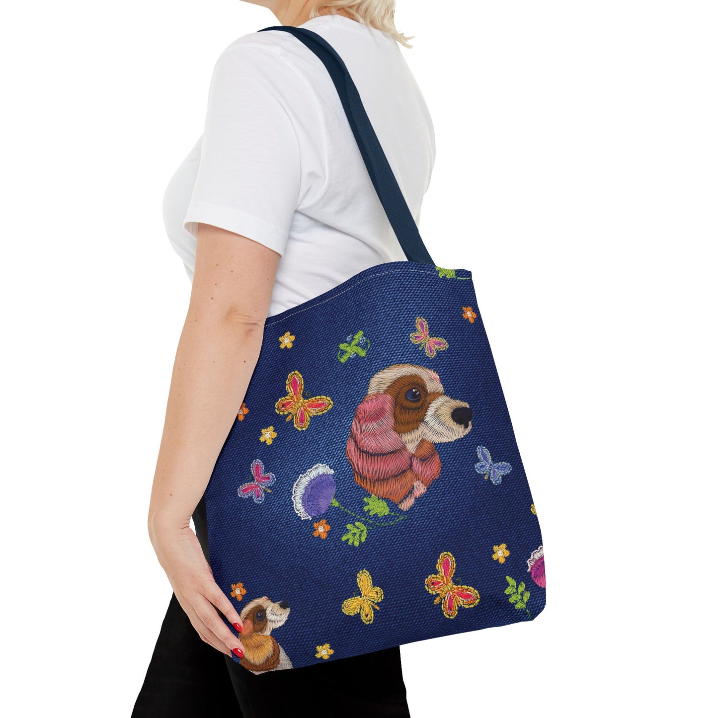 Denim Fabric Imitation Print Unisex Canvas Bag Poly Spun 3 Sizes Tote Bag 191-5