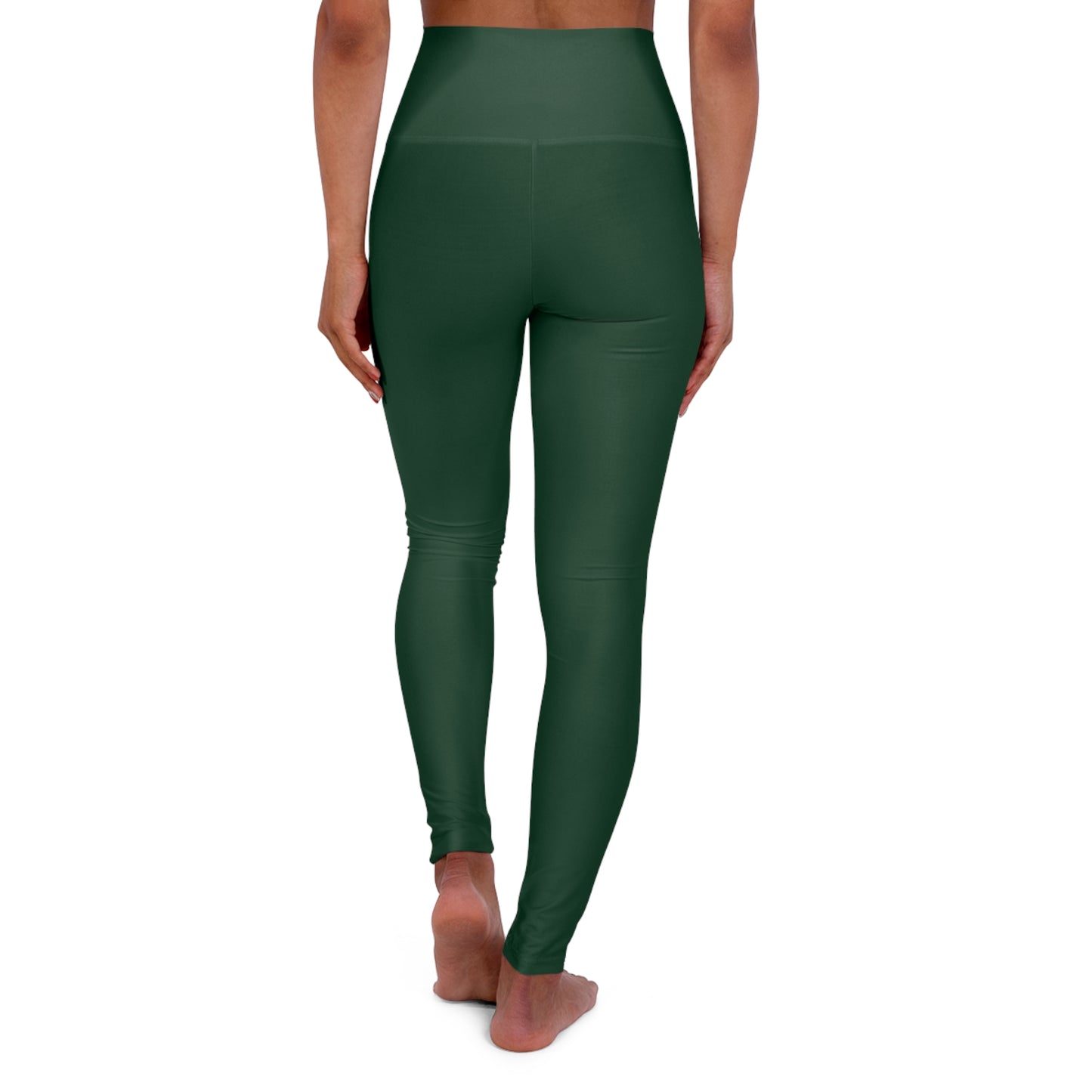 Deep Forest Green Color High-Waist Yoga Leggings Women's Seamless Poly-Span Stretchy Pants XS-2XL