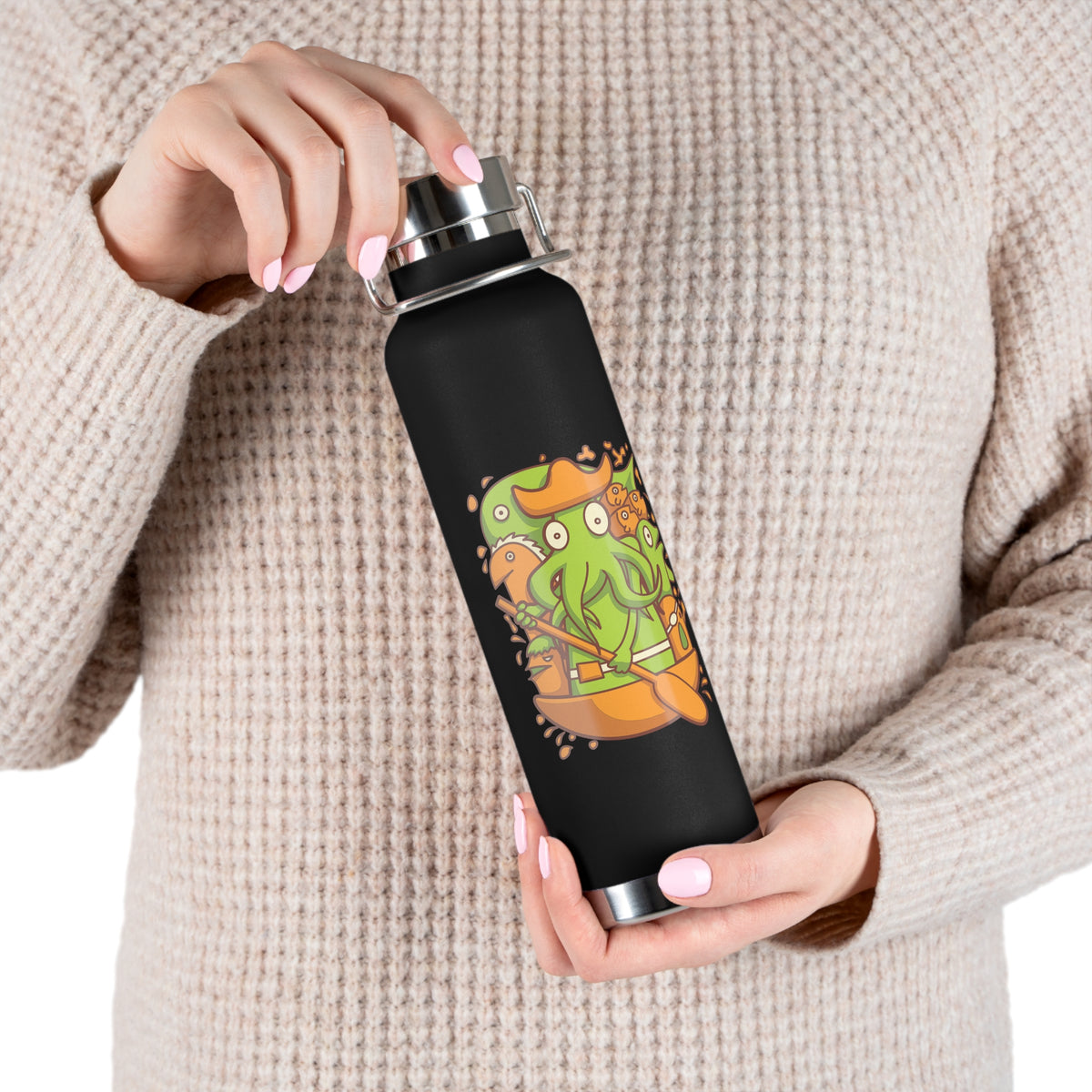 22oz Copper Insulated Water Bottle with Cartoon Design - CV76