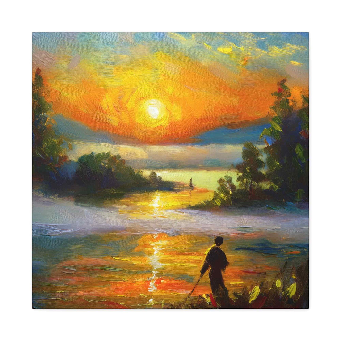 Sunrise Print Canvas, Oil Paint Print 20x20, 24x24, 30x30, 32x32, 36x36 Art Design Print Pine-Wood Inner Frame MC-40