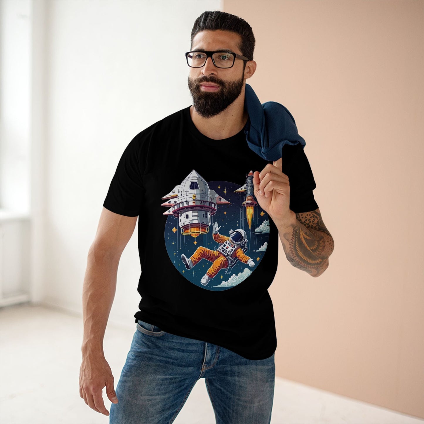 Cosmos Astronaut Shirt Unisex Premium Cotton Tee With Original Retro Art Design Collection