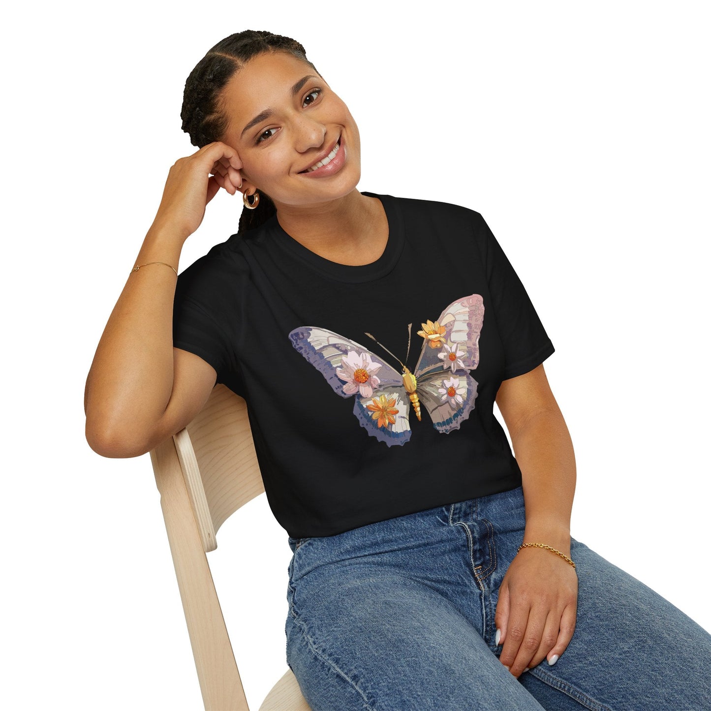 Butterfly Shirt Unisex Short Sleeve Tee Monarch Butterfly Design Gildan Softstyle 64000