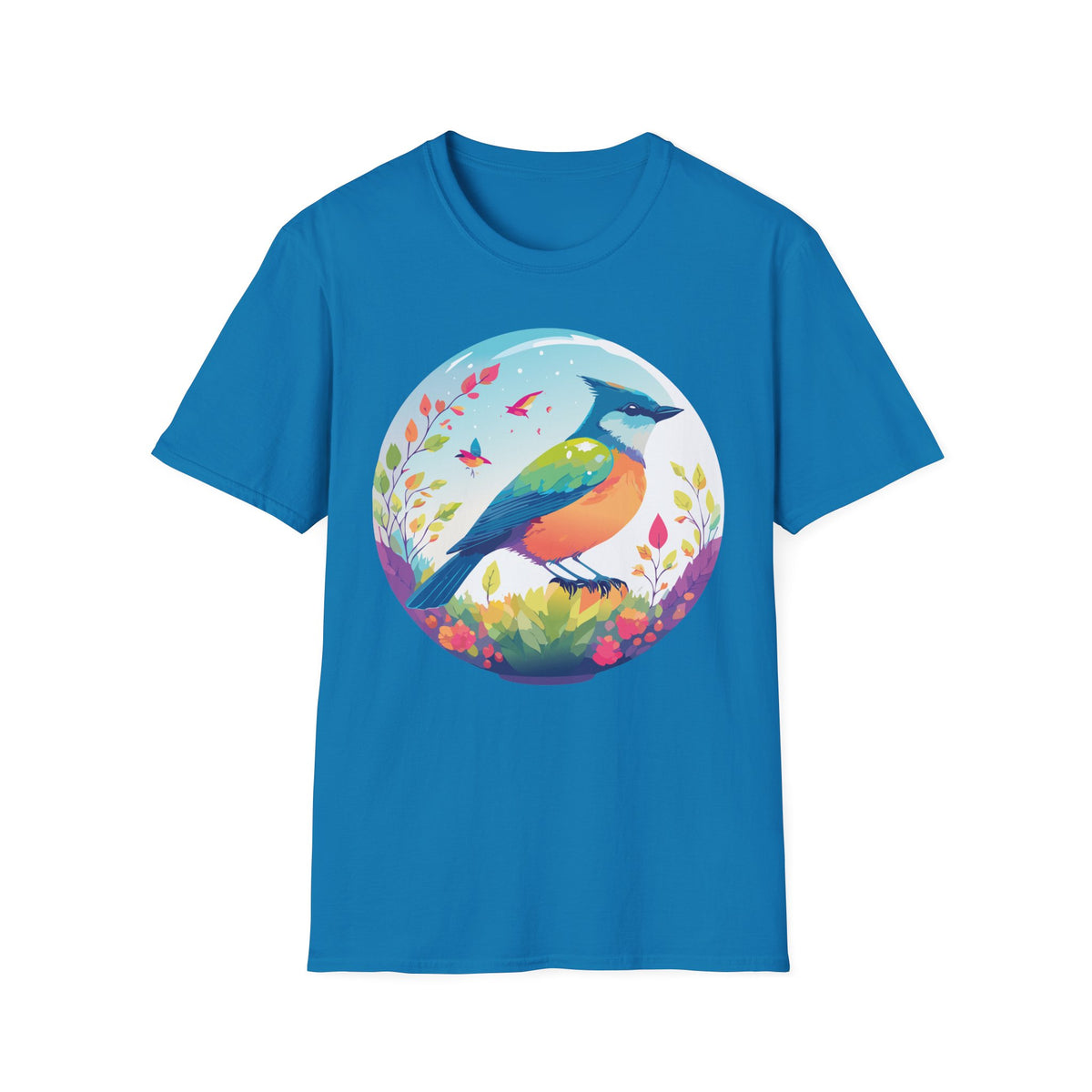 Colorful Songbird Illustration T-Shirt | Vibrant Bird Art Tee