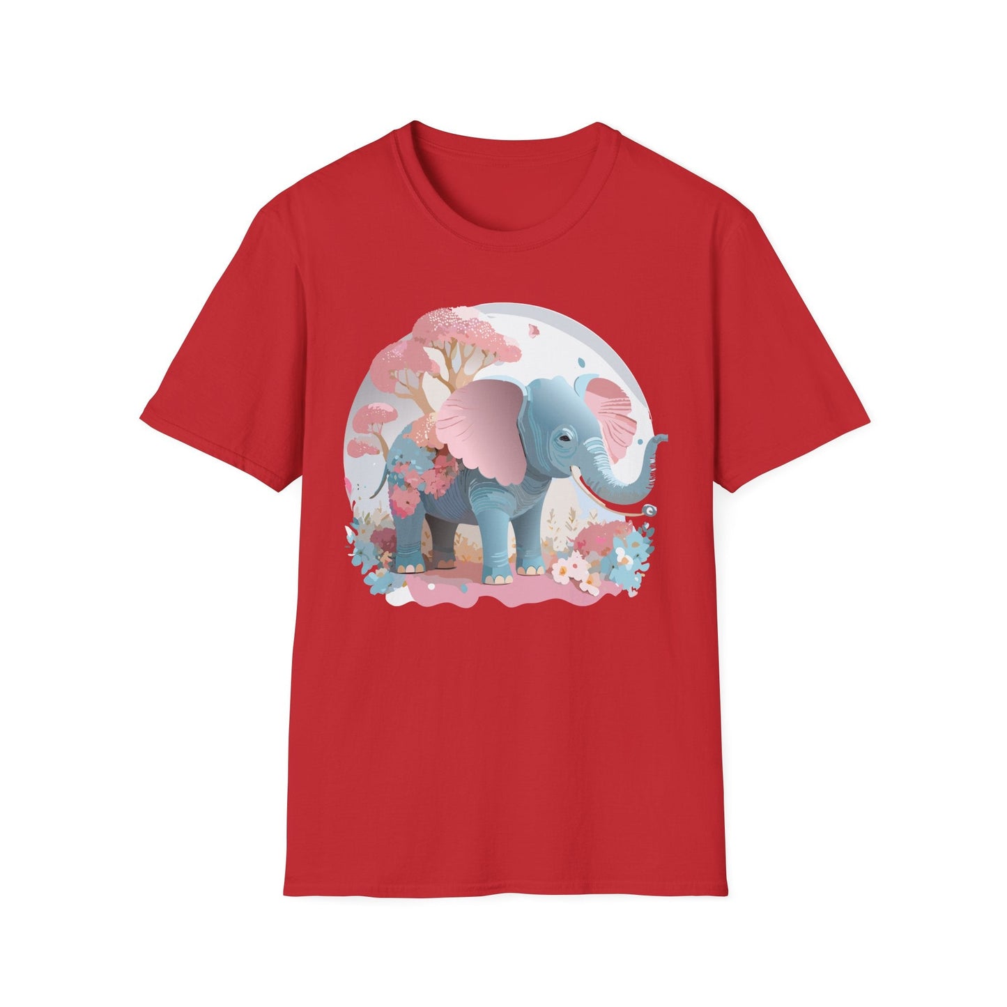 Unisex Elephant Graphic Tee Gildan Softstyle 64000 100 Percent Ring Spun Cotton Fabric