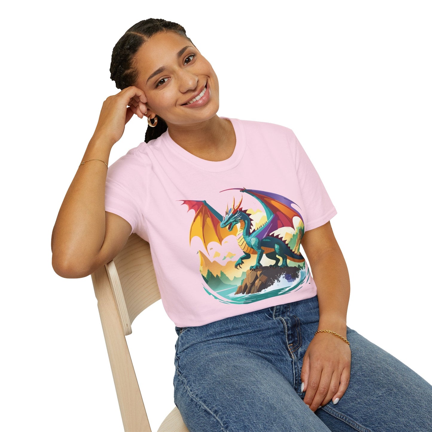 Dragon Graphic Unisex Cotton Softstyle Art Design Tee With Animals 21