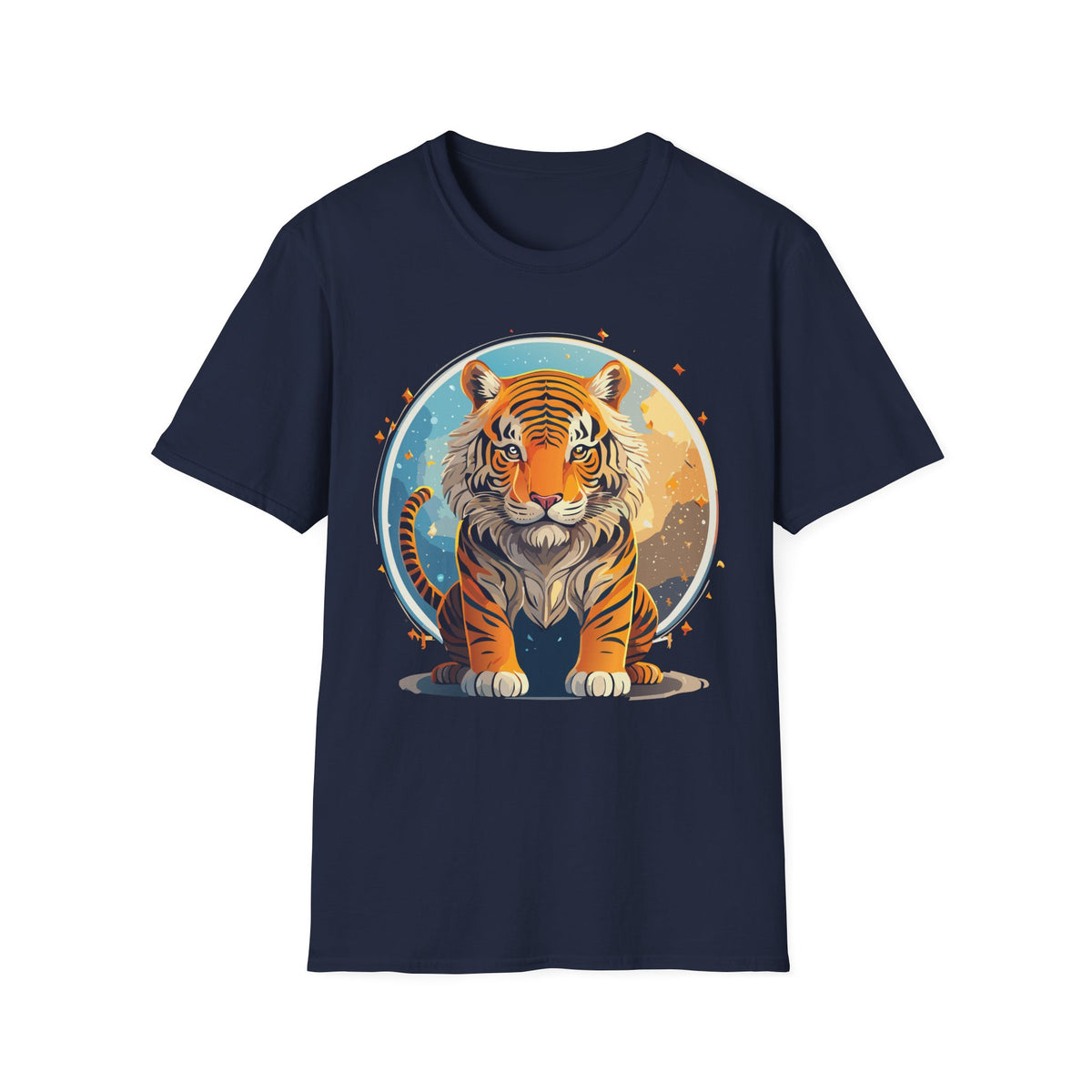 Vintage Tiger Illustration T-Shirt | Retro Sunset Tiger Print
