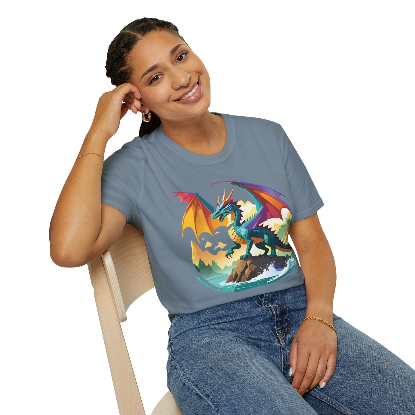 Dragon T Shirt Unisex Dragon Shirt Animal Design Softstyle Tee 100 Percent Cotton