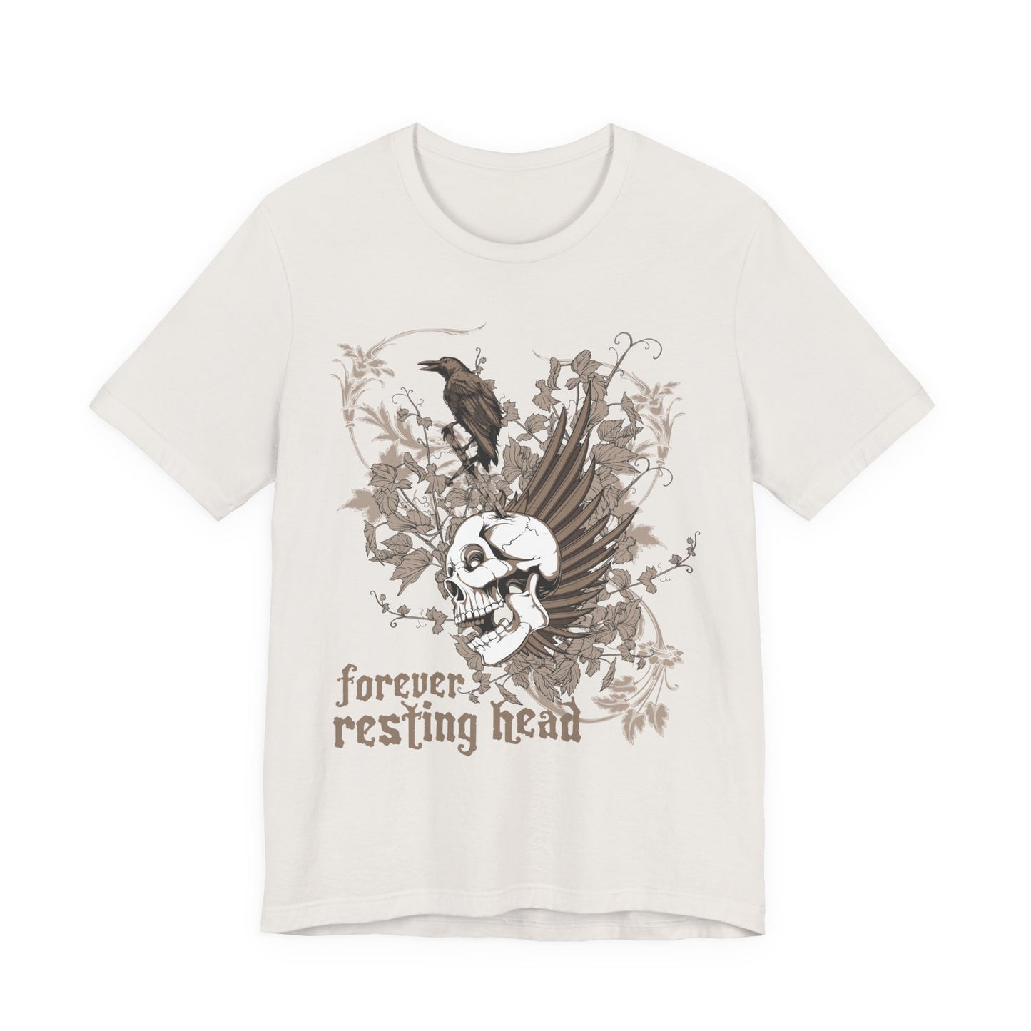 Forever Resting Head Tee, Edgy Graphic Shirt, Music T-Shirt, Gothic Tees, Skull Shirt, Art Design Tee, Skull Graphic Top