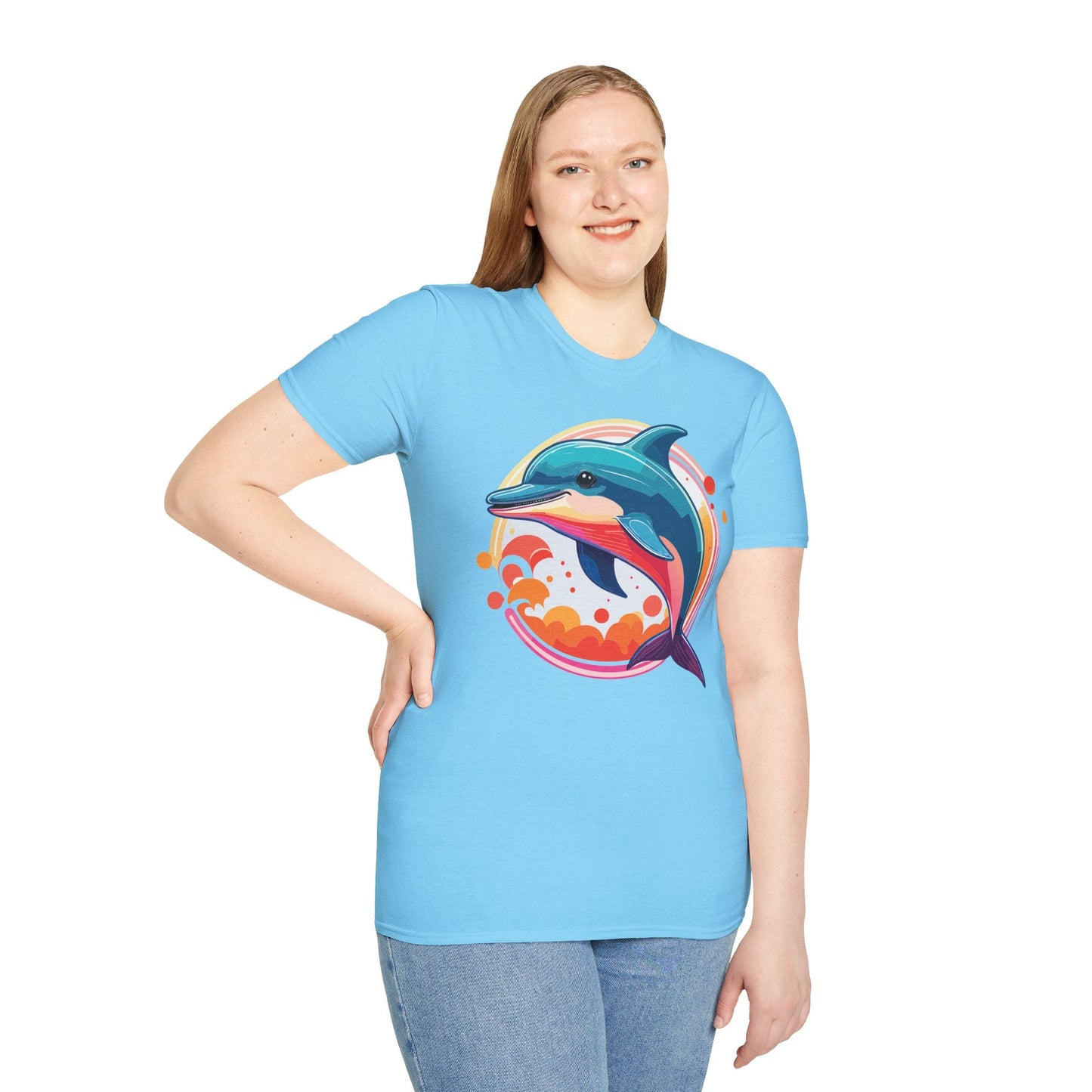 Dolphin Shirt Unisex Softstyle Tee Short Sleeve 100 Percent Ring Spun Cotton Gildan 64000