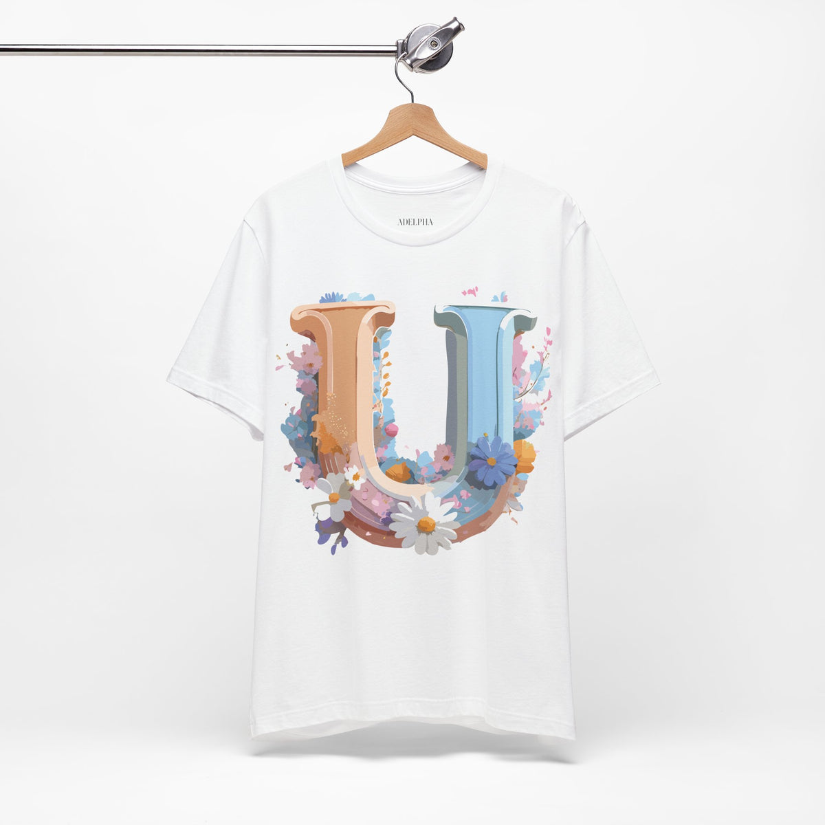 Letter U Graphic Unisex Cotton Bella+Canvas Tee with Art Letter Design