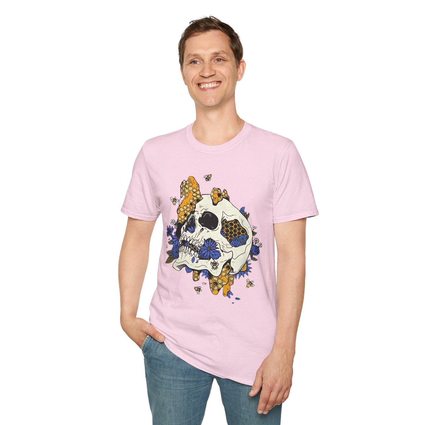 Skull Tee Shirt Unisex Skeleton Design Gildan Softstyle 64000 100 Percent Ring Spun Cotton Tee