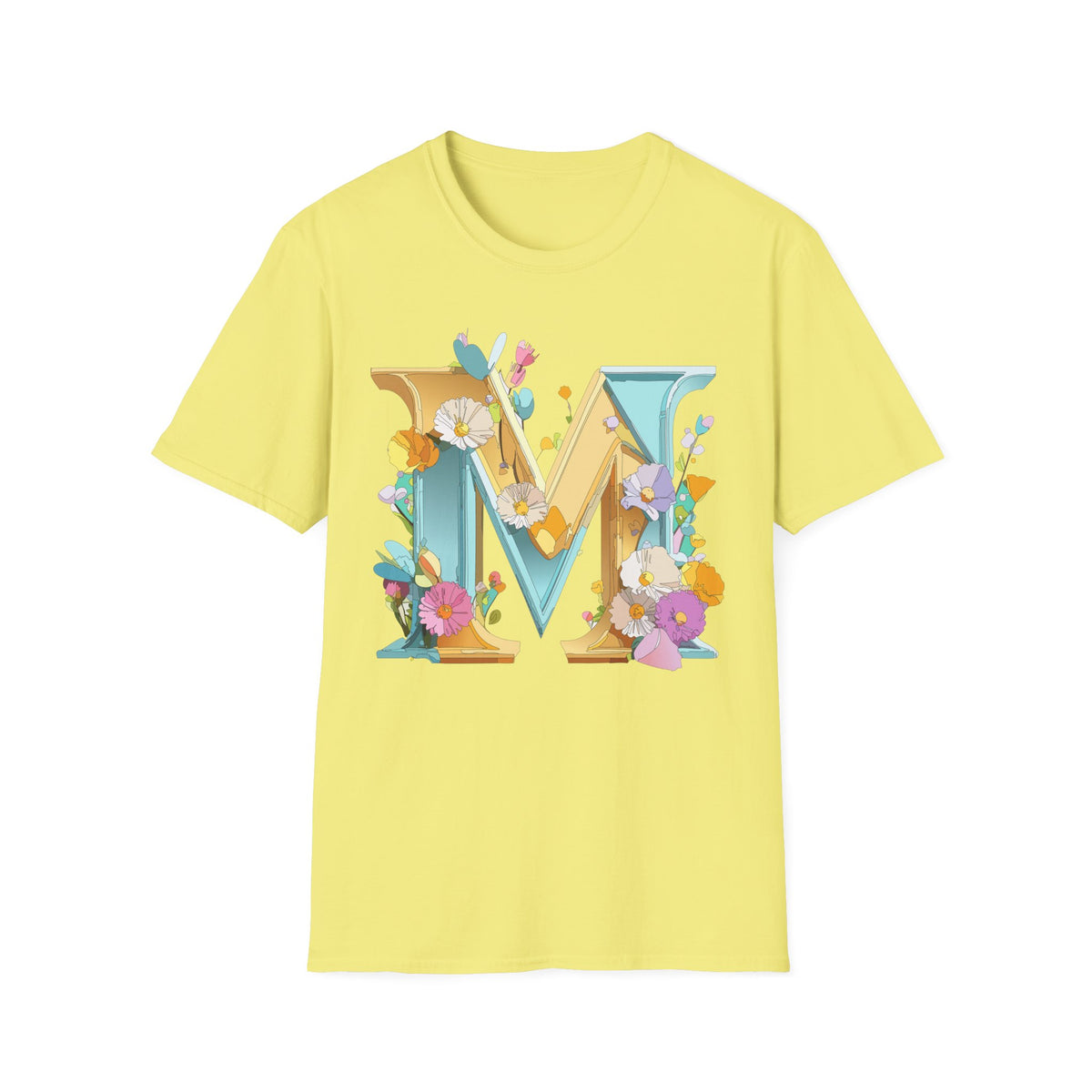 Floral Letter M T-Shirt | Botanical Monogram Initial Tee