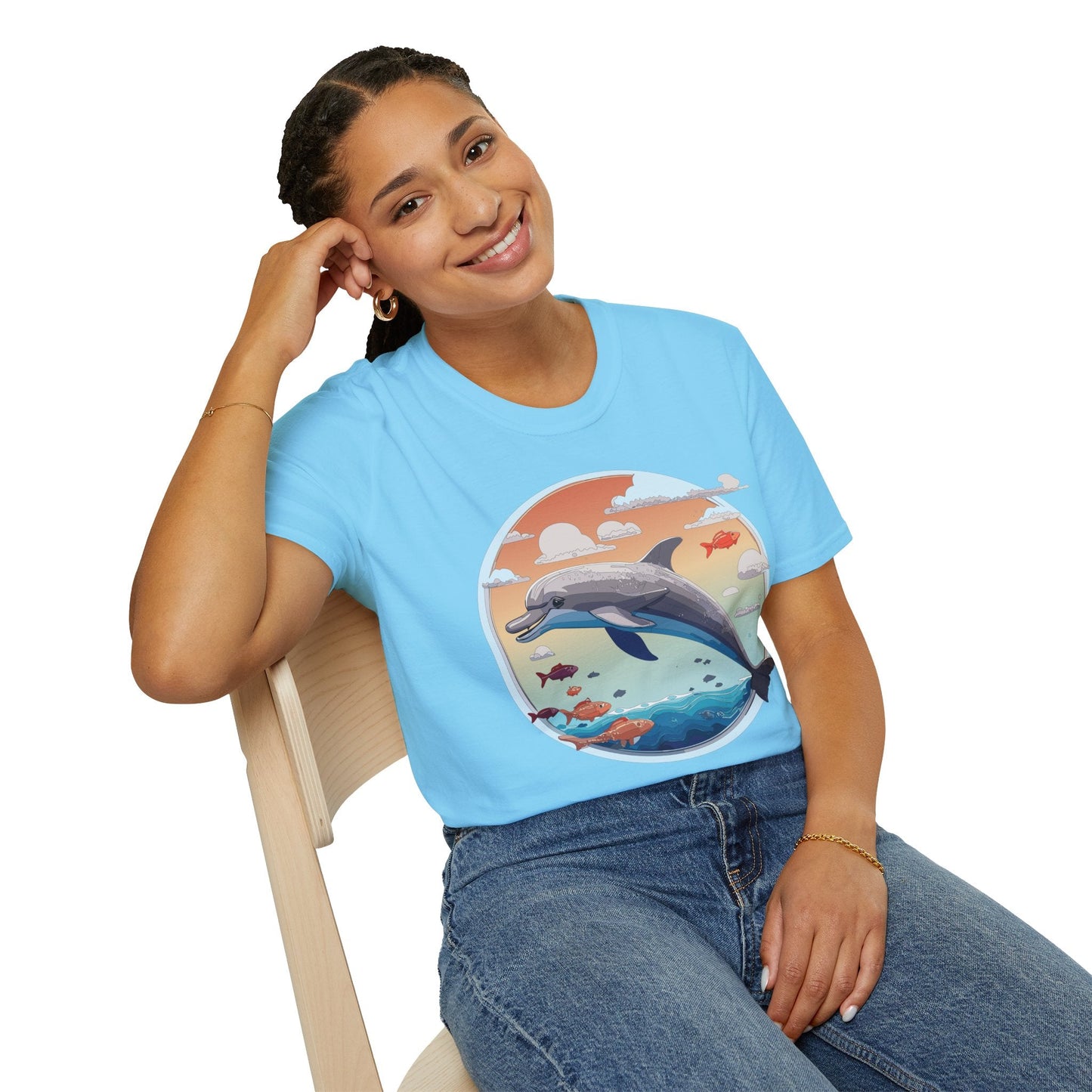 Dolphin Shirt Unisex Gildan Softstyle Cotton Tee For Men Women Dolphin Fish Animal Shirt