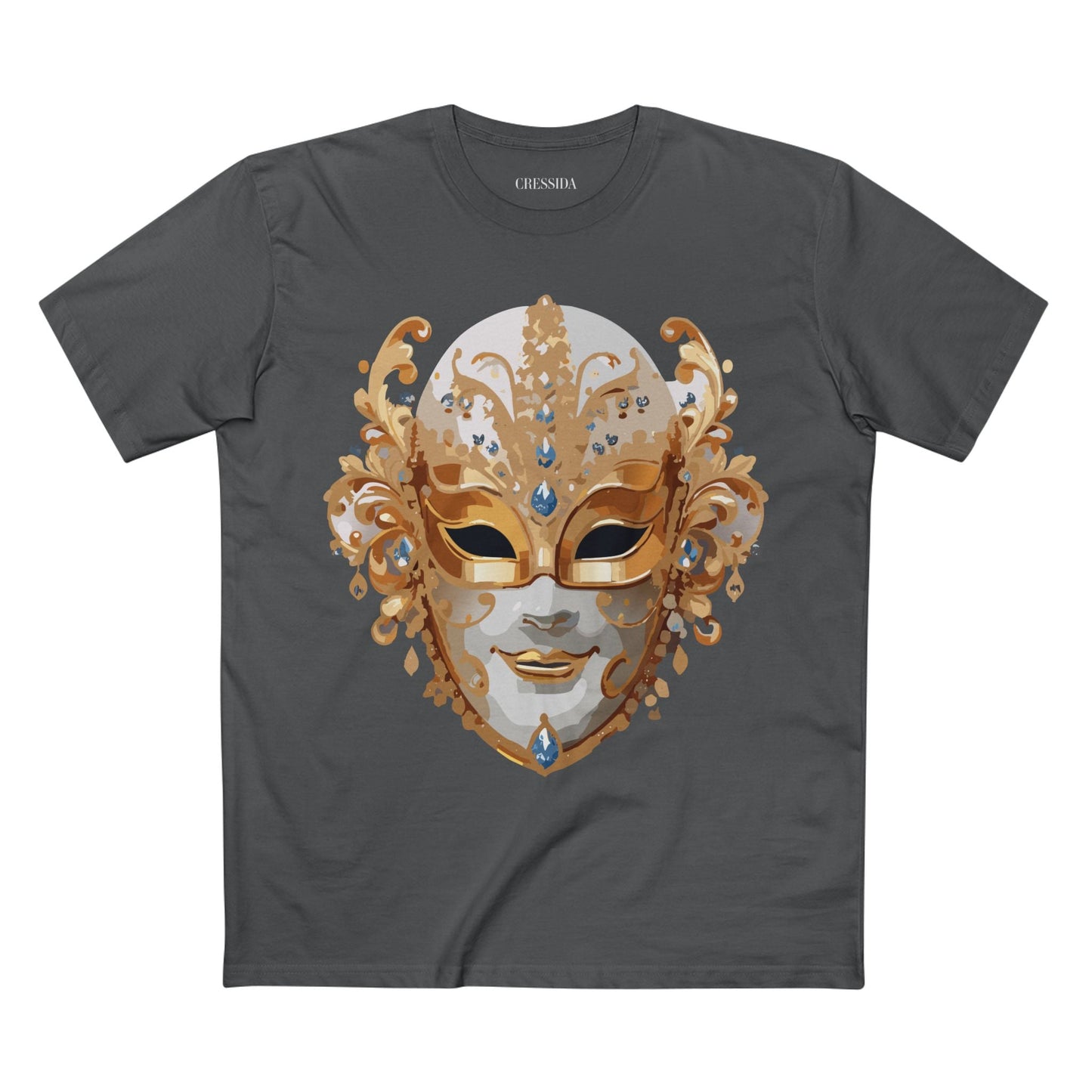 Carnival Mask Graphic T-Shirt Unisex 100 Cotton With Antique Gold Art Design Tee 20