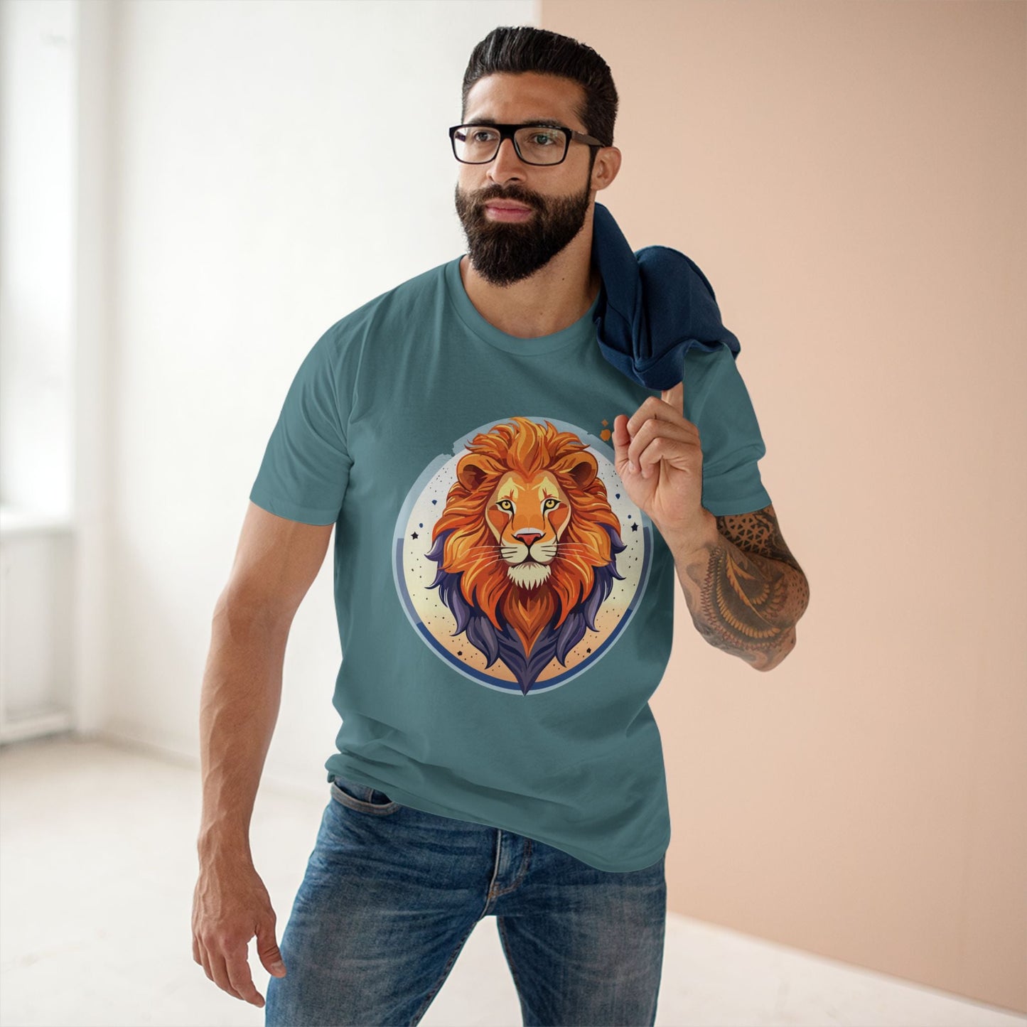 Unisex Premium Cotton Lion Art Tee Shirt By Retro2Nova Original Artwork Collection For Everyday Comfort