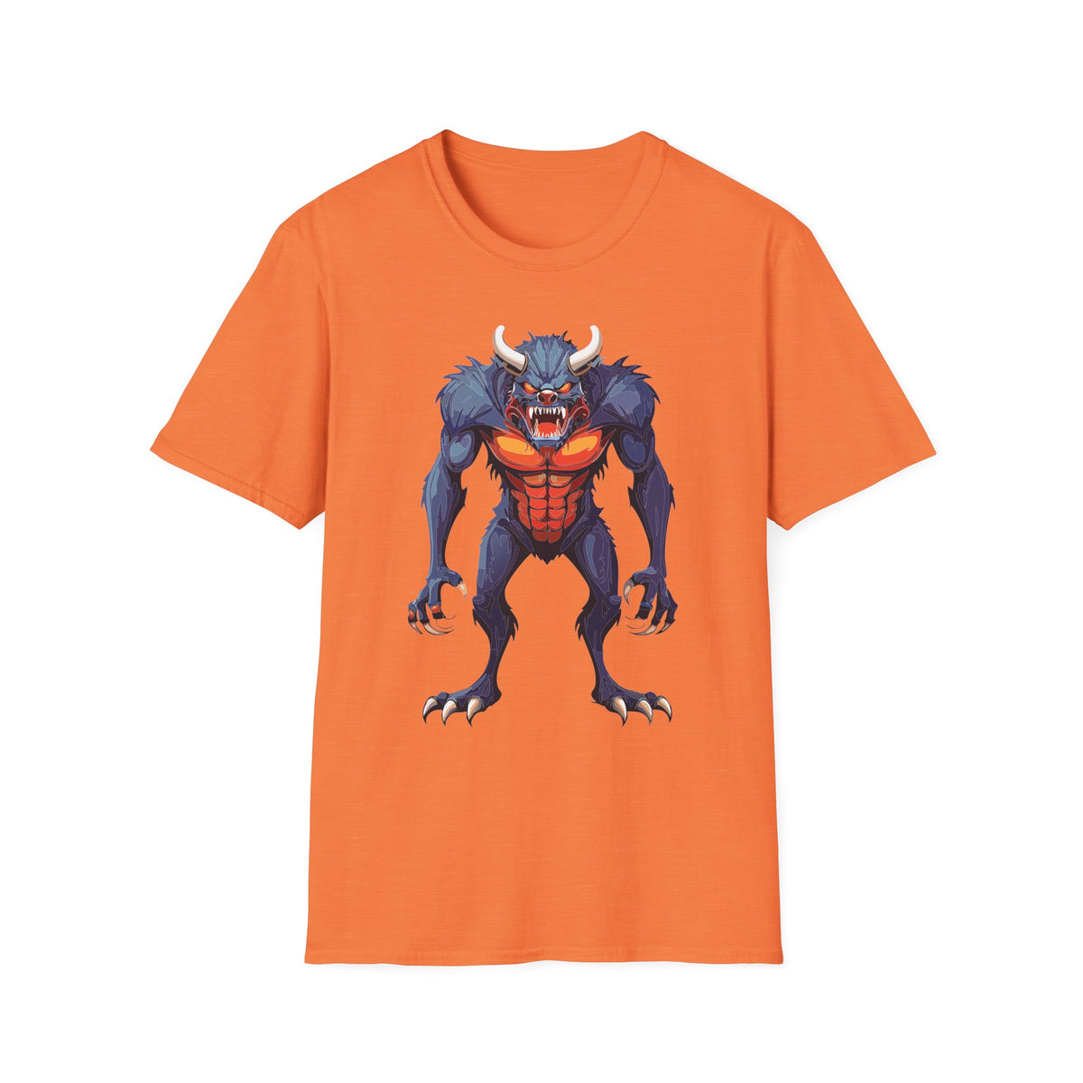Werewolf Monster T-Shirt — Fierce Halloween Creature Cartoon Graphic Tee Unisex 100 Cotton Gildan T-Shirt