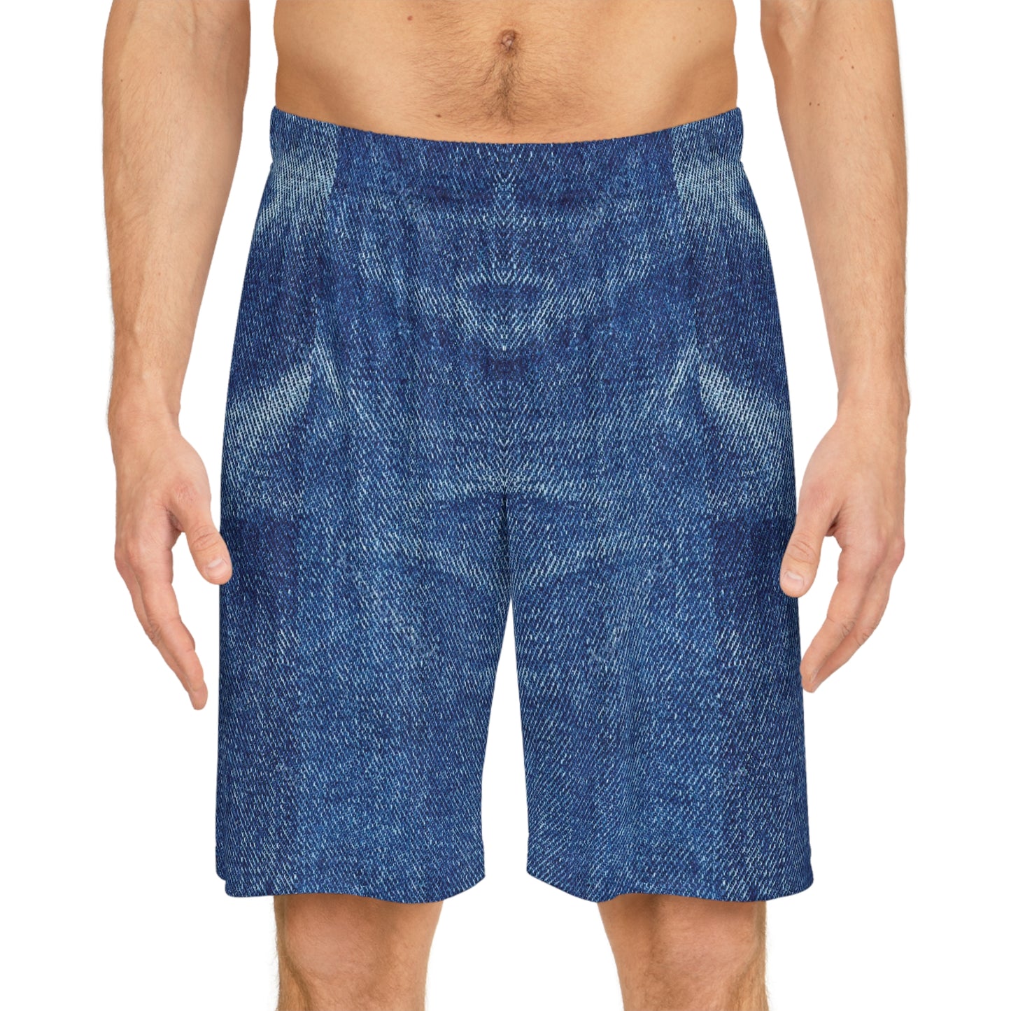 Denim Print Basketball Shorts, Basketball Shorts with Denim Print 3