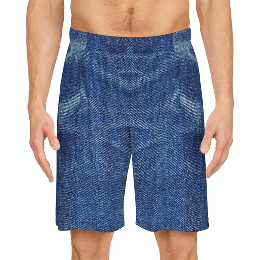 Denim Print Basketball Shorts, Basketball Shorts with Denim Print 3