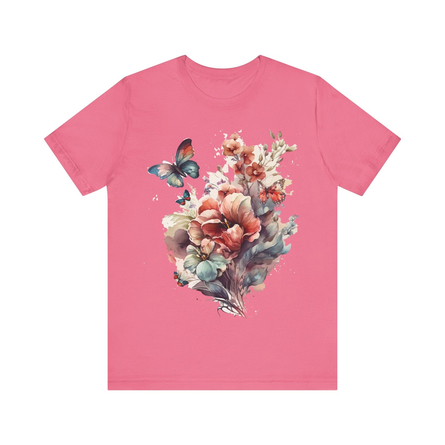 Cotton Tee Shirt with Butterfly Prints