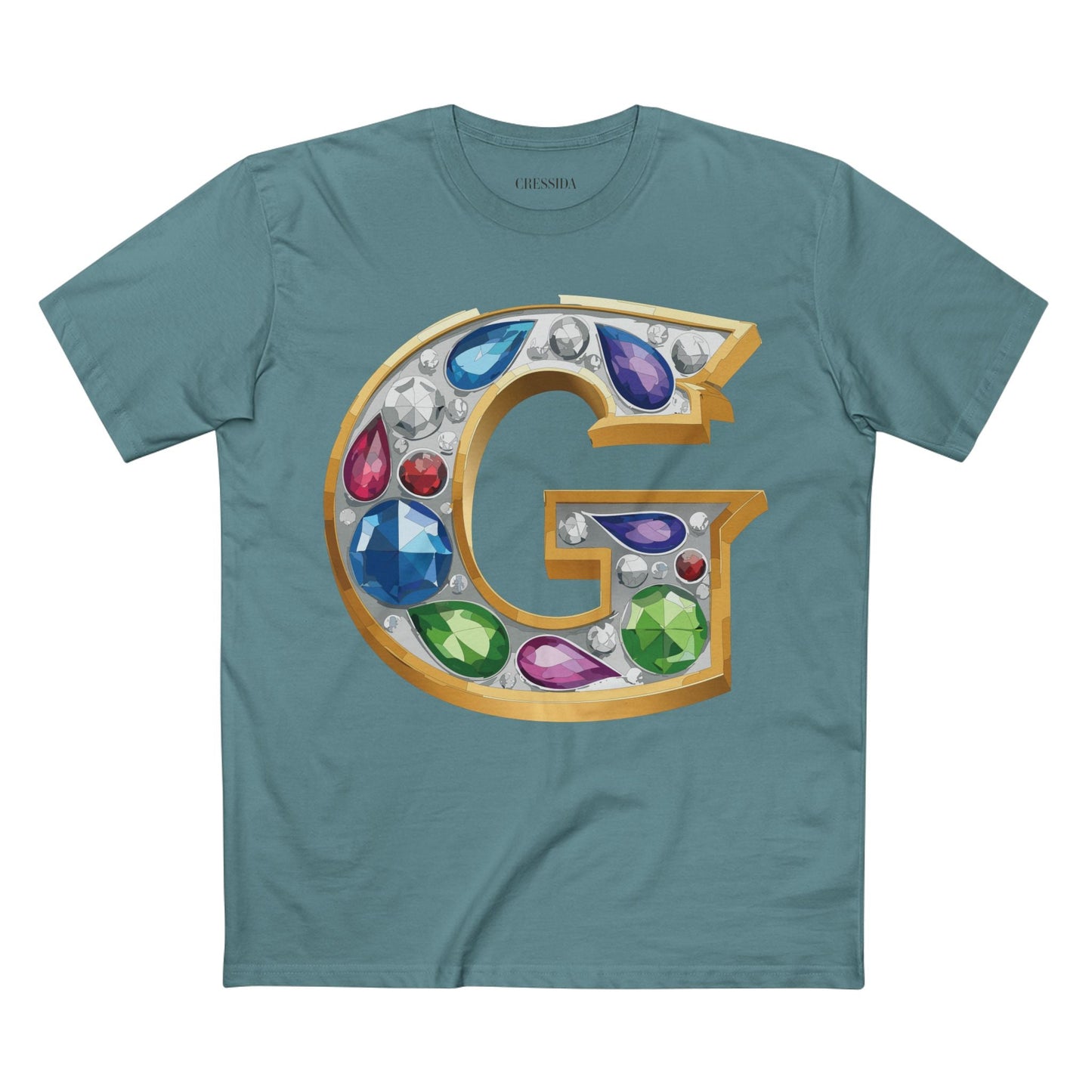 Letter G Graphic Design Tee Unisex 100 Cotton With Antique Gold Letters Artwork T-Shirt