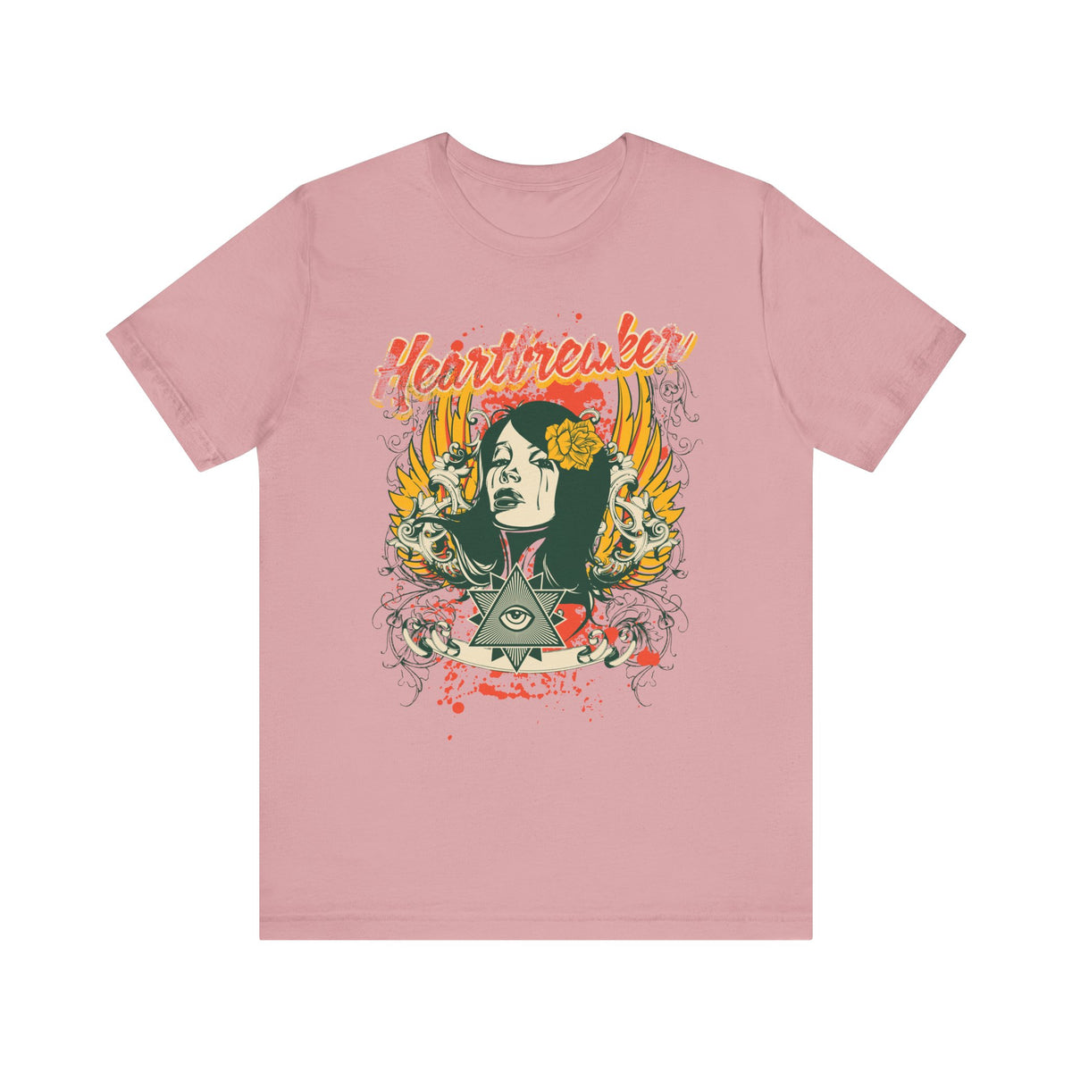 Heartbreaker Illustration Tee Retro Femme Portrait Floral Skull Graphic T-Shirt
