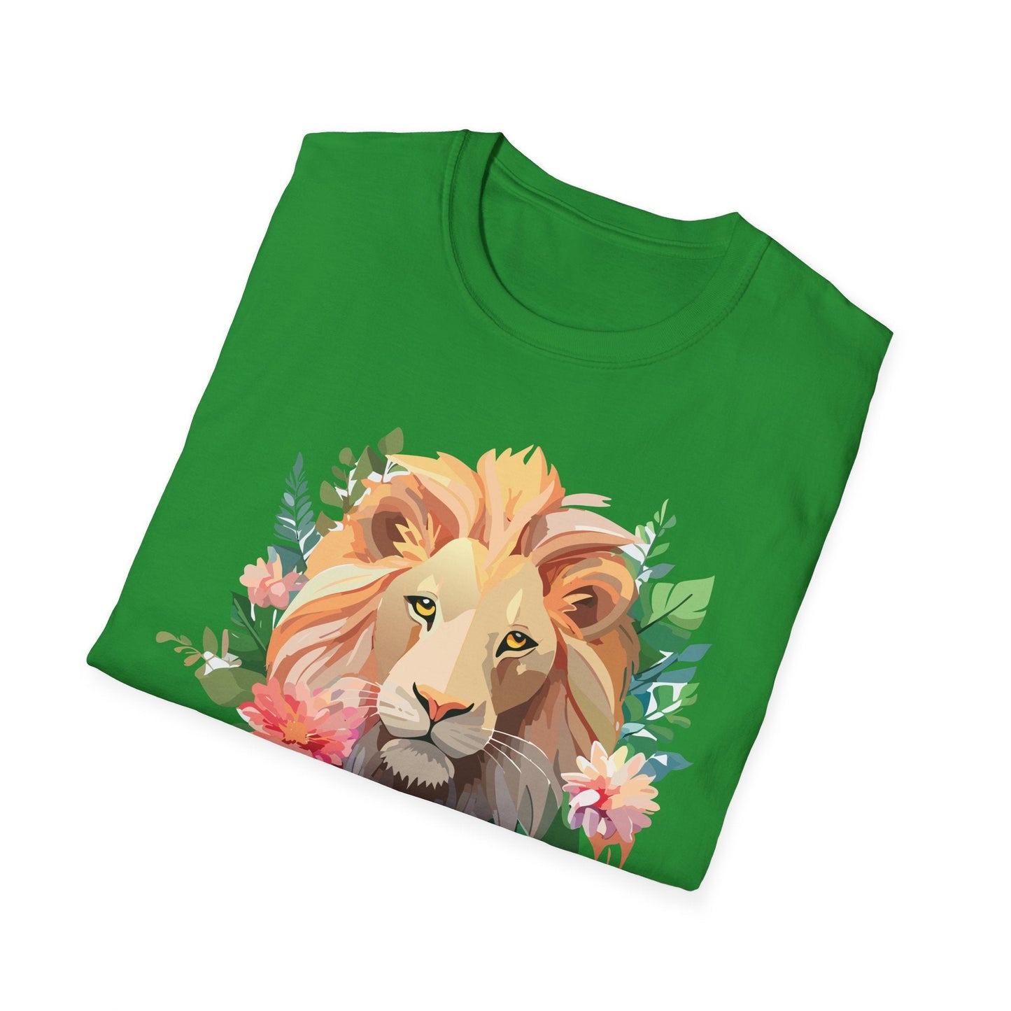 Gildan Unisex Lion Shirt Floral Lion Tee Animal Print Softstyle Tee