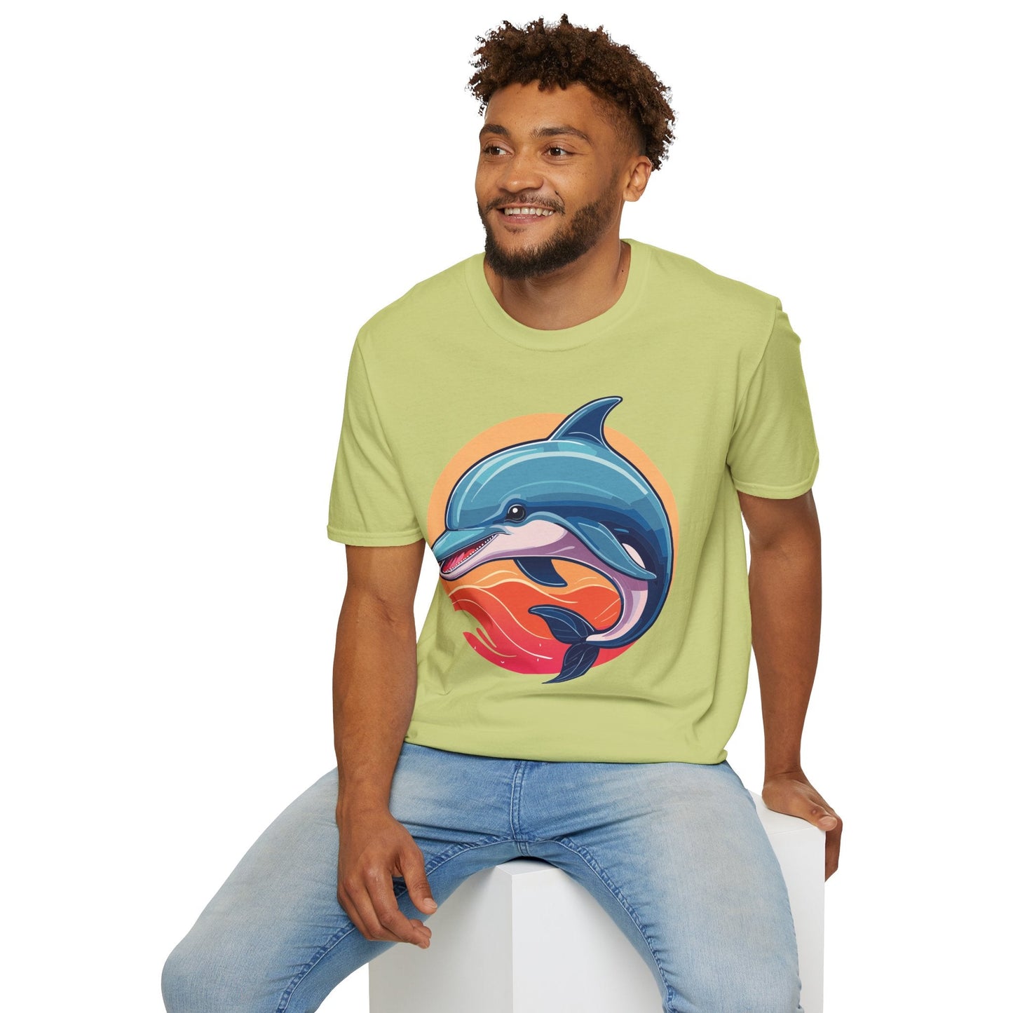 Unisex Dolphin Shirt Gildan Softstyle 64000 Tee 100 Percent Ring Spun Cotton Breathable Comfort