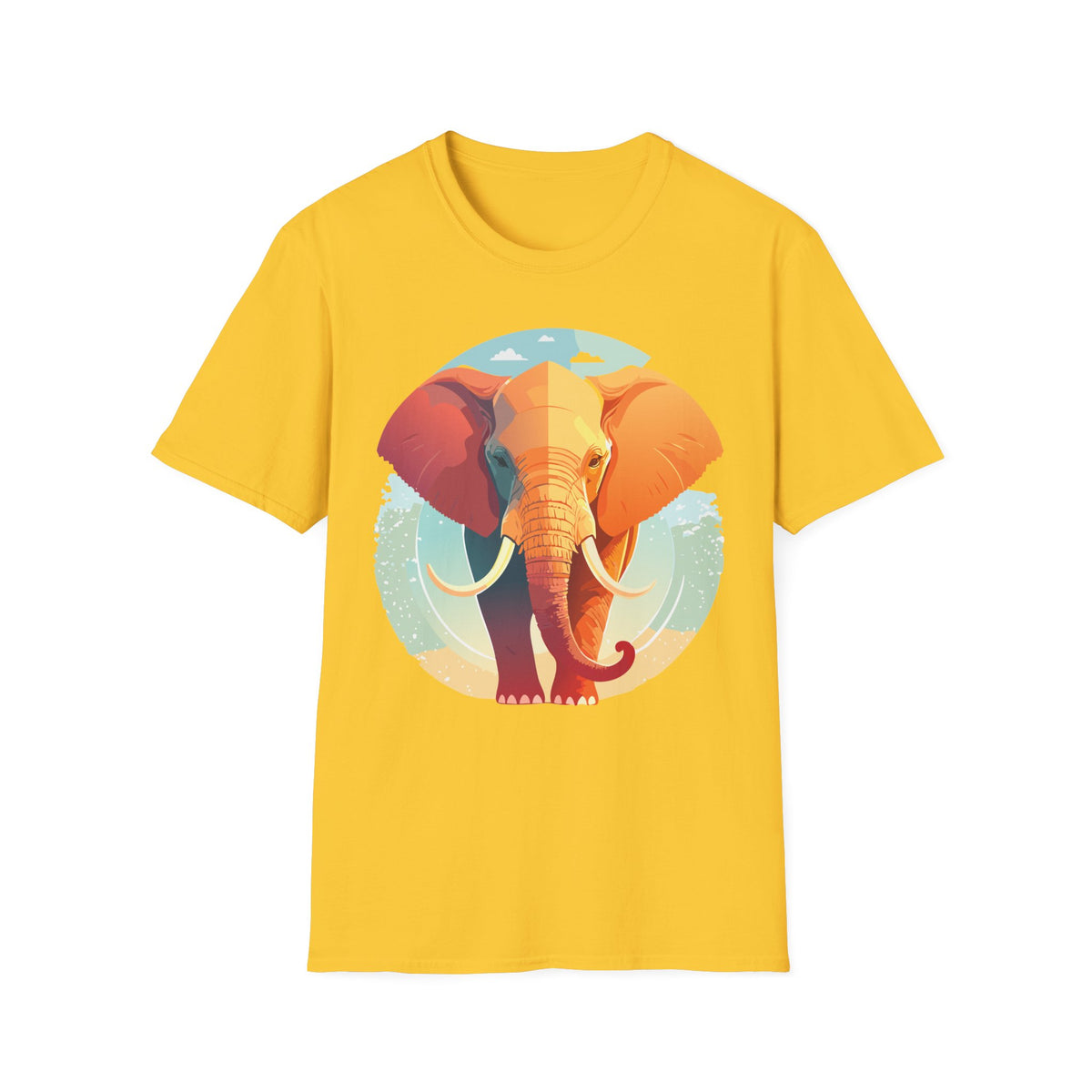 Colorful Elephant Illustration T-Shirt | Vibrant Safari Animal Tee