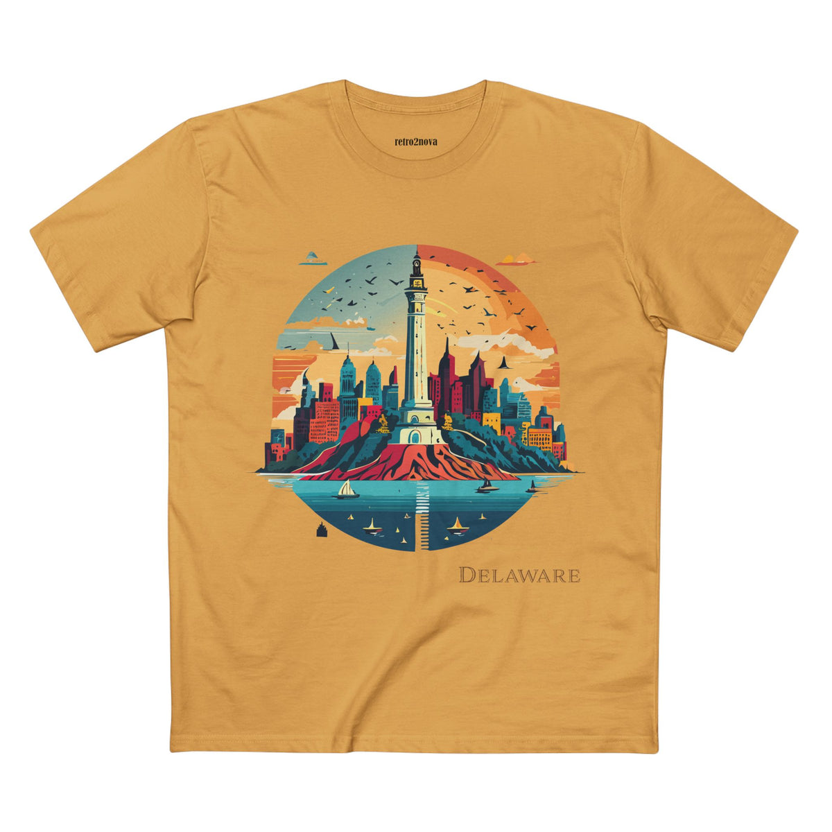 Delaware Lighthouse Skyline Tee | Coastal State Travel Shirt
